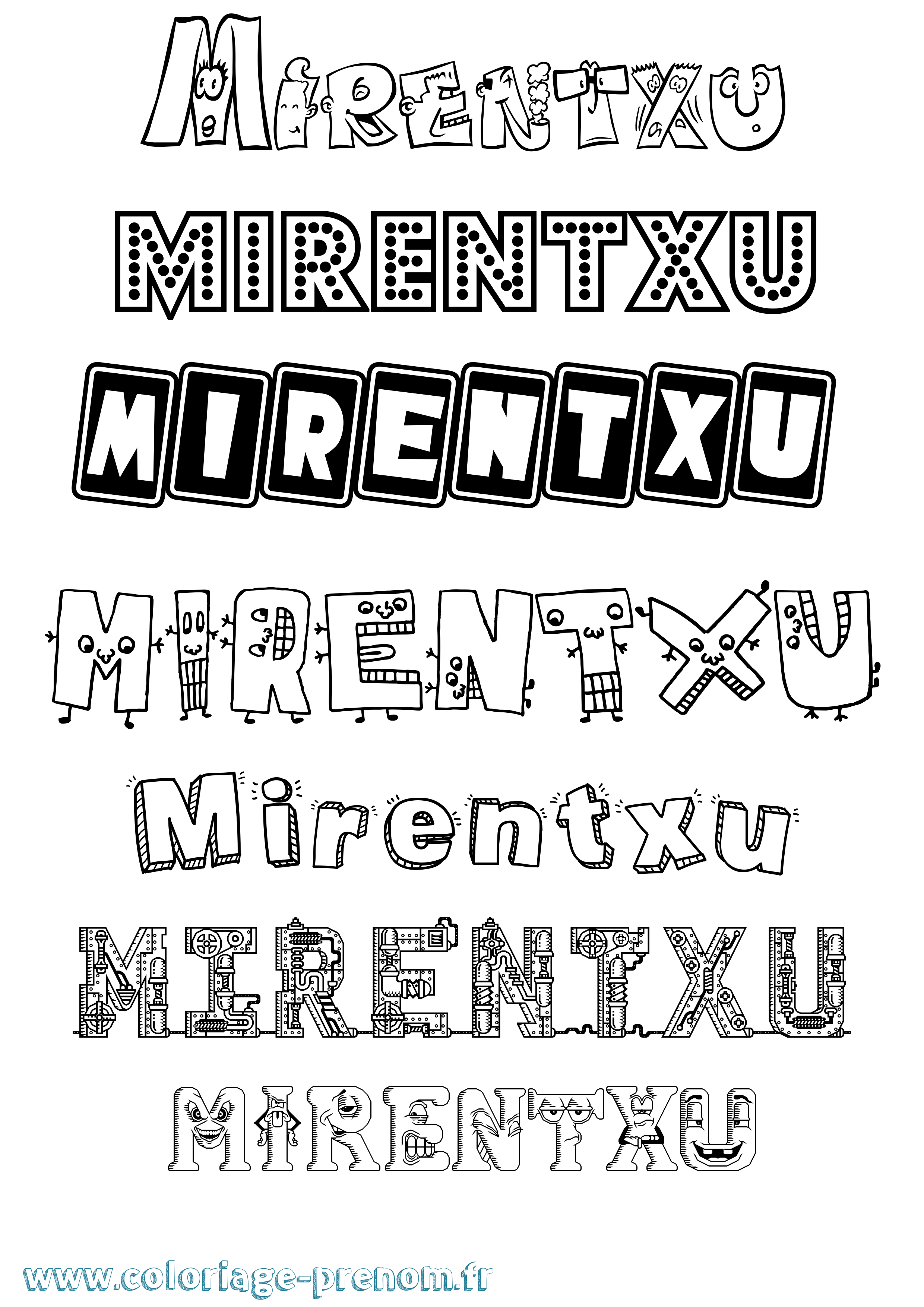 Coloriage prénom Mirentxu Fun