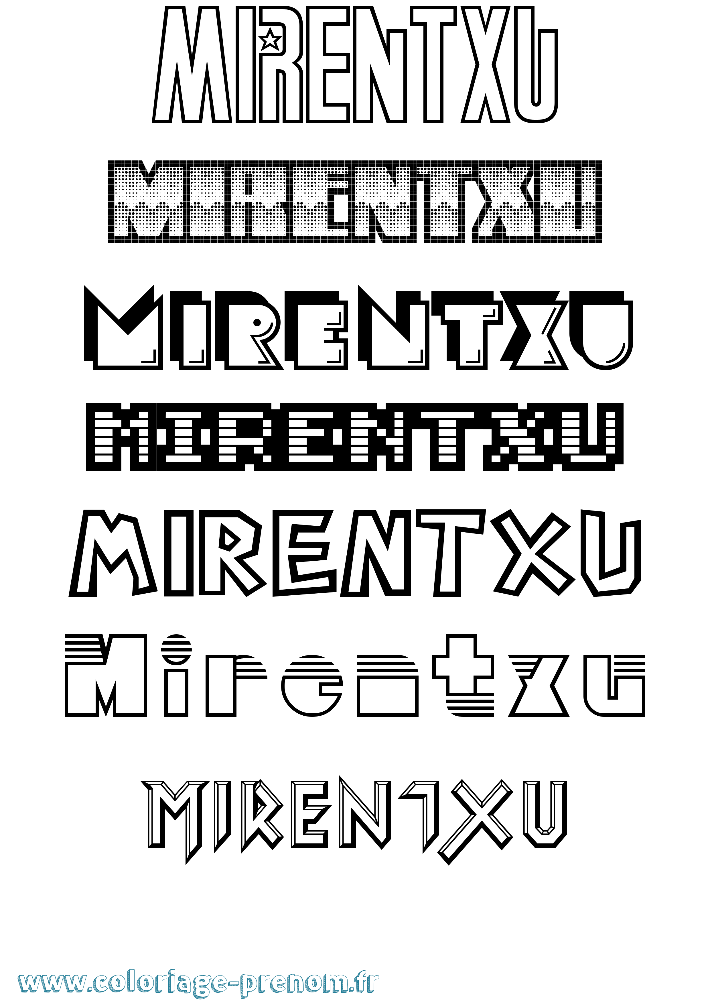 Coloriage prénom Mirentxu Jeux Vidéos