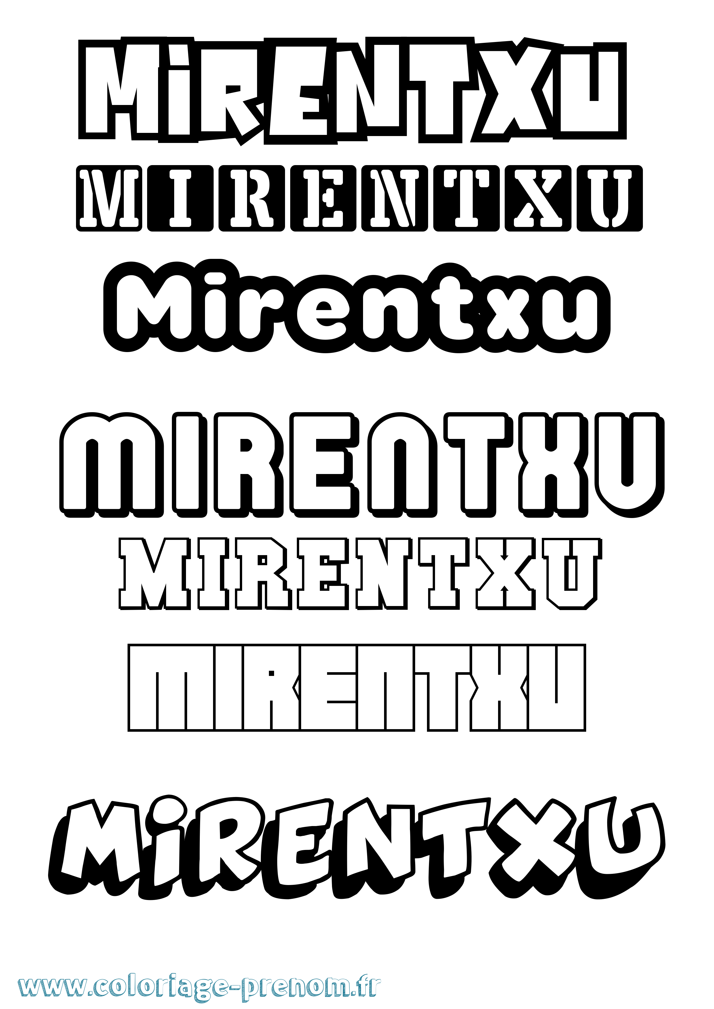 Coloriage prénom Mirentxu Simple