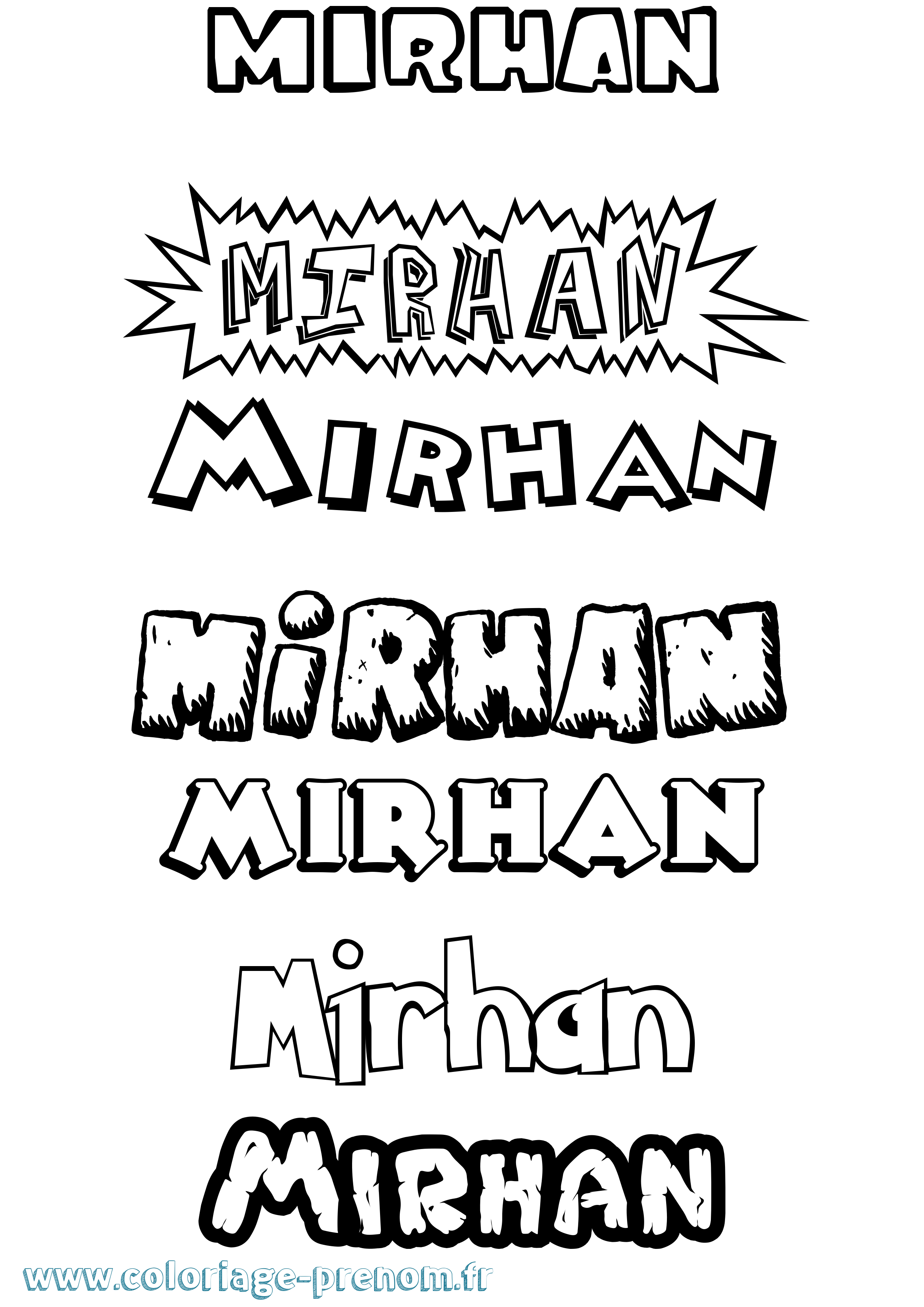Coloriage prénom Mirhan Dessin Animé