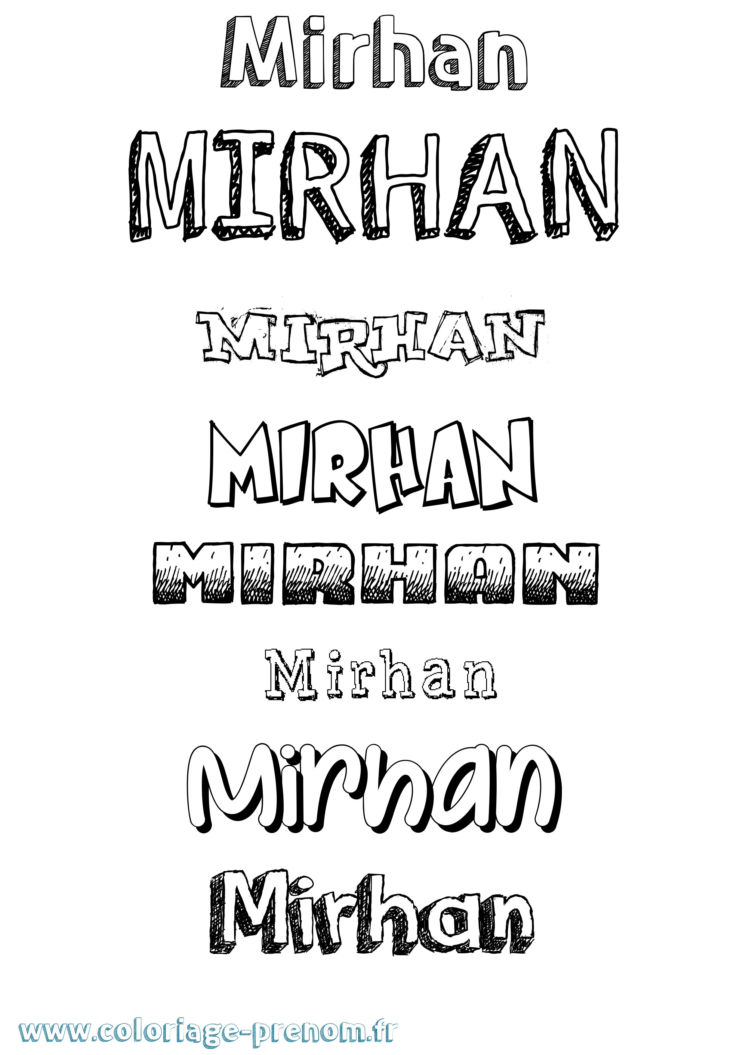 Coloriage prénom Mirhan Dessiné