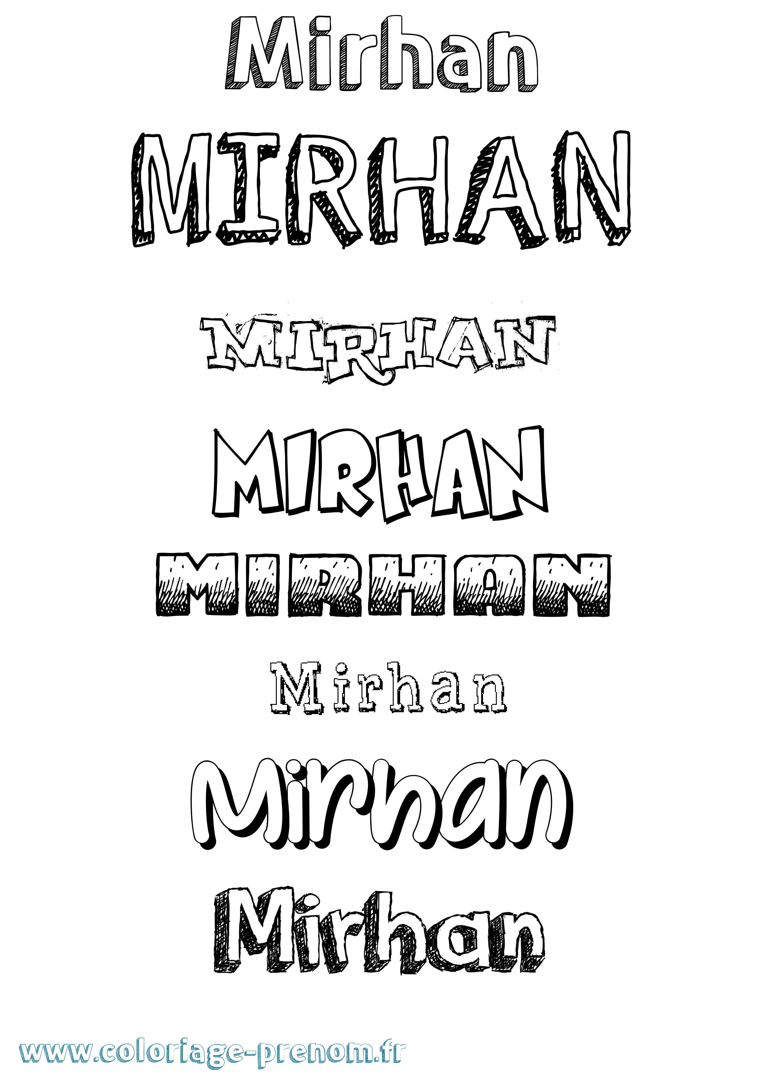 Coloriage Mirhan Dessiné Coloriage prénom Mirhan Dessiné