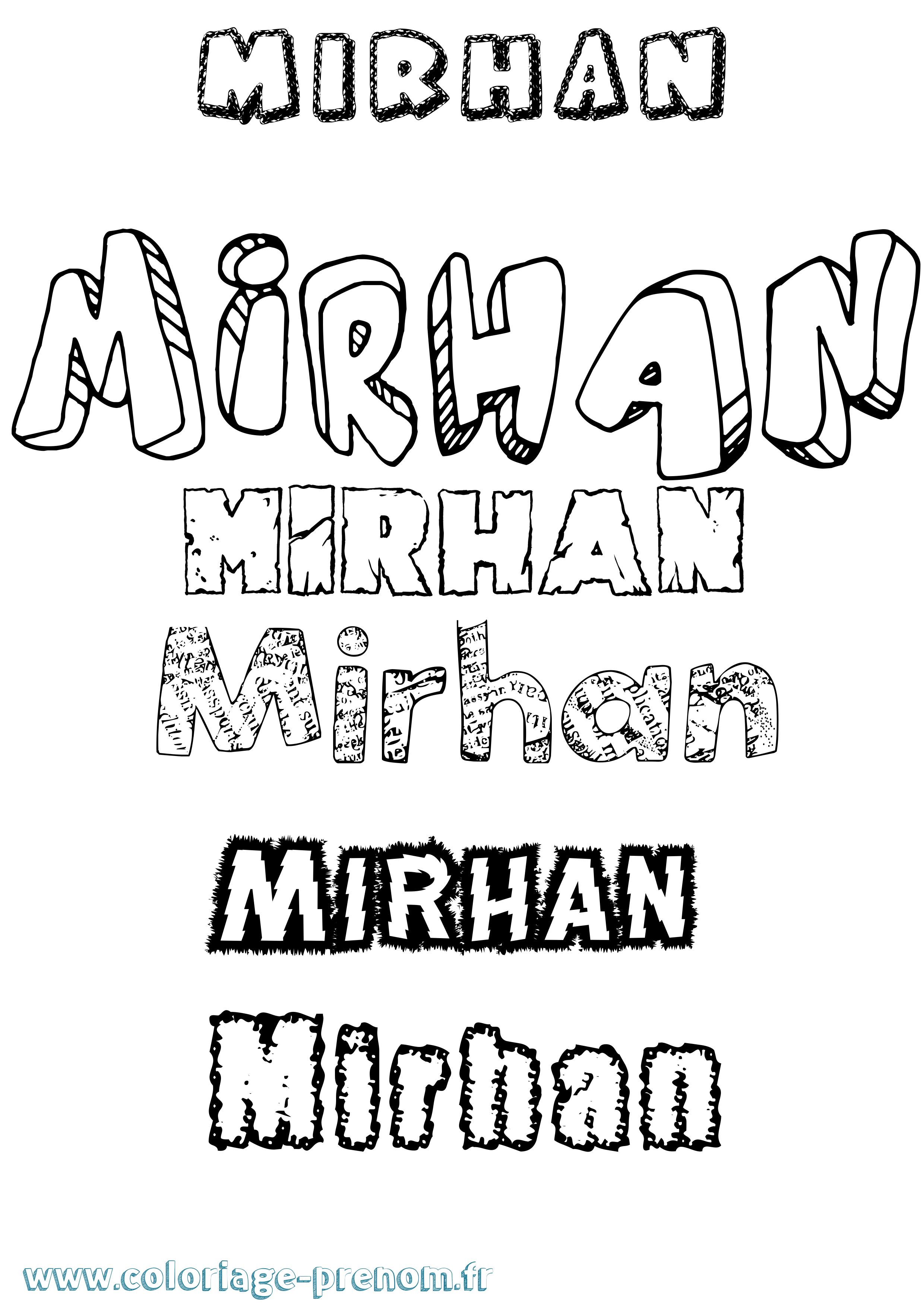 Coloriage prénom Mirhan Destructuré