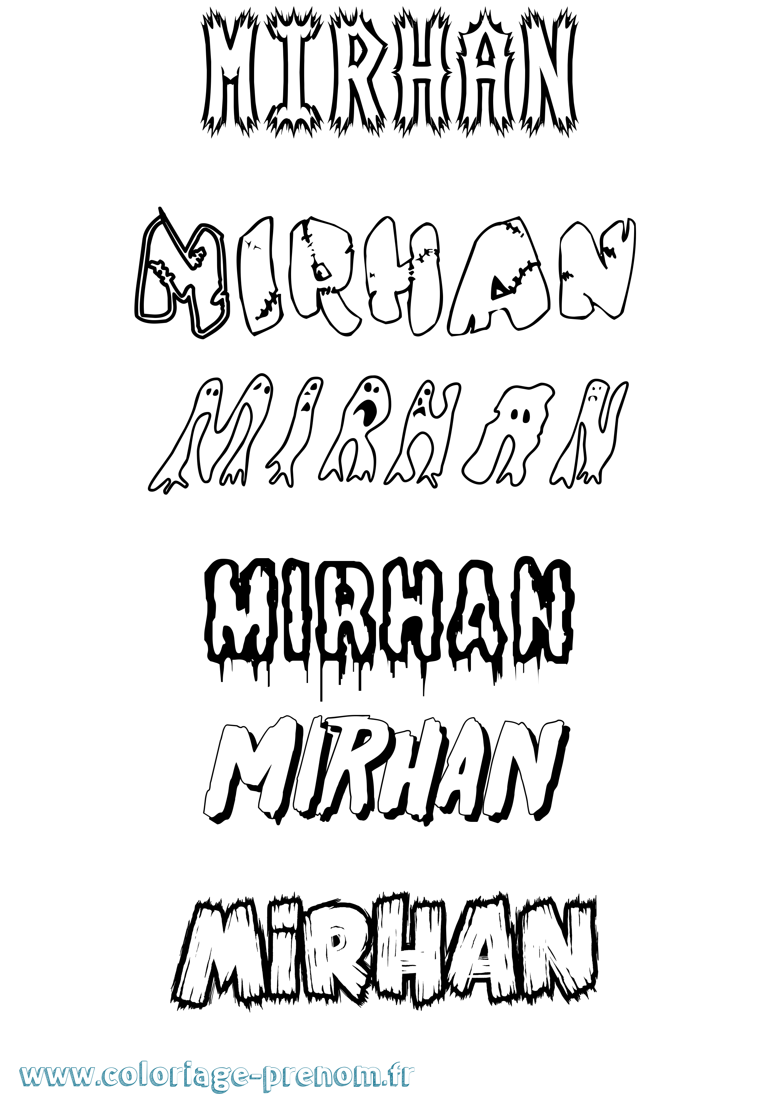 Coloriage Mirhan Frisson Coloriage prénom Mirhan Frisson