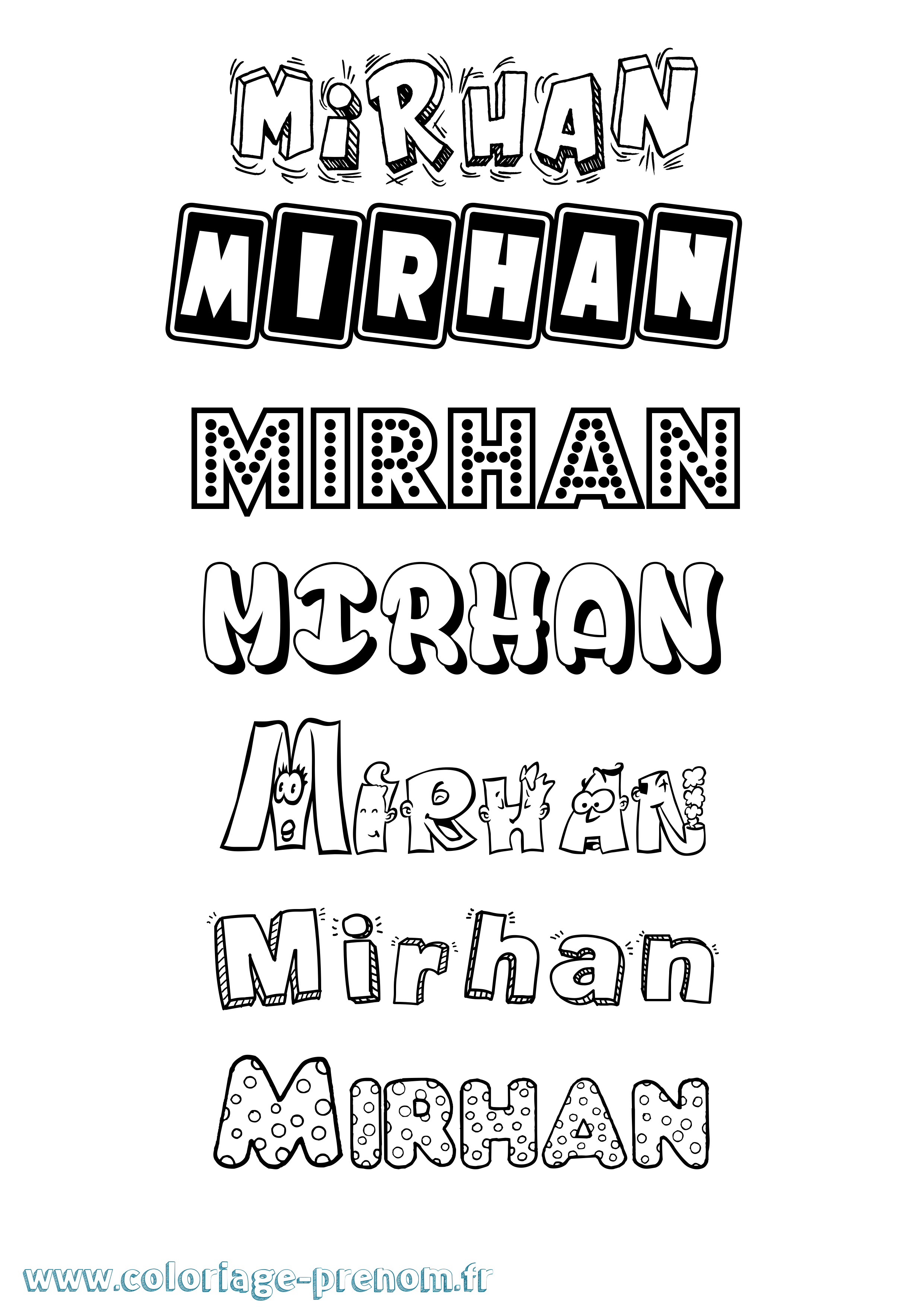 Coloriage Mirhan Fun Coloriage prénom Mirhan Fun
