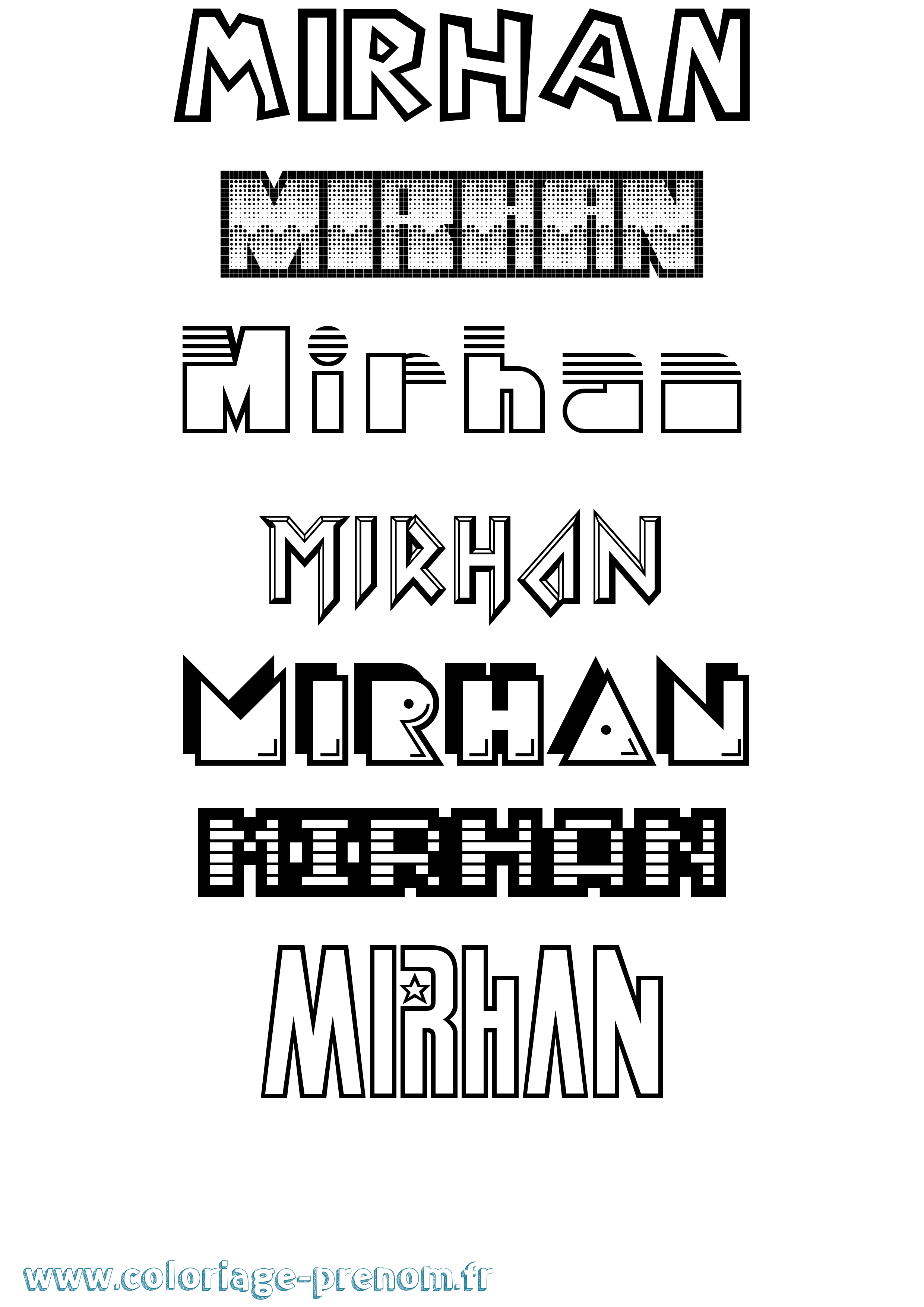 Coloriage prénom Mirhan Jeux Vidéos