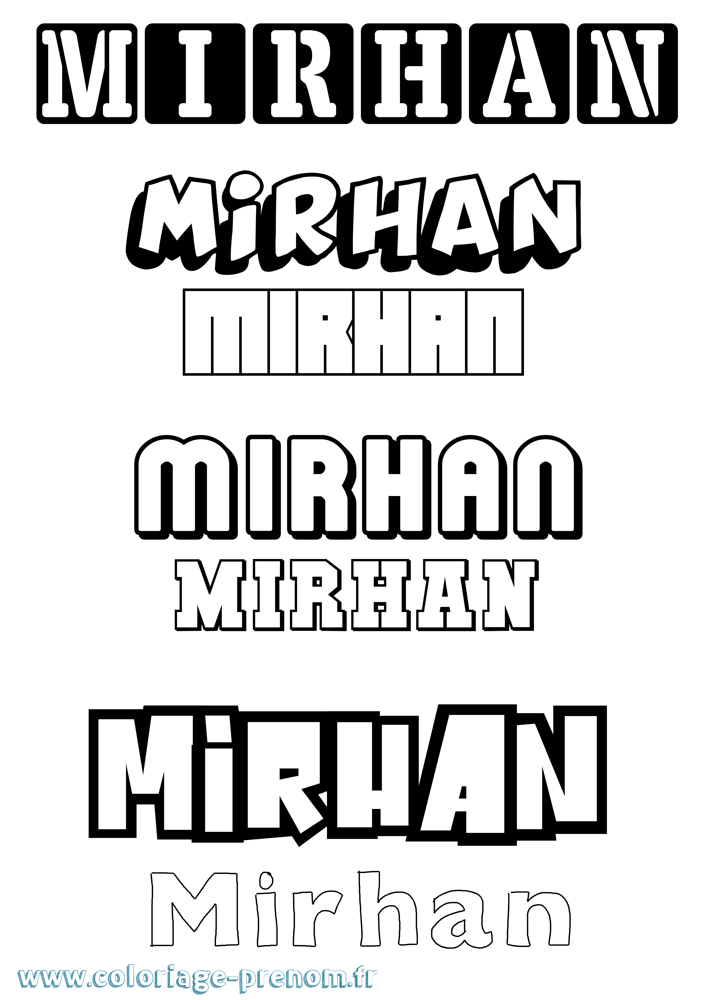 Coloriage Mirhan Simple Coloriage prénom Mirhan Simple