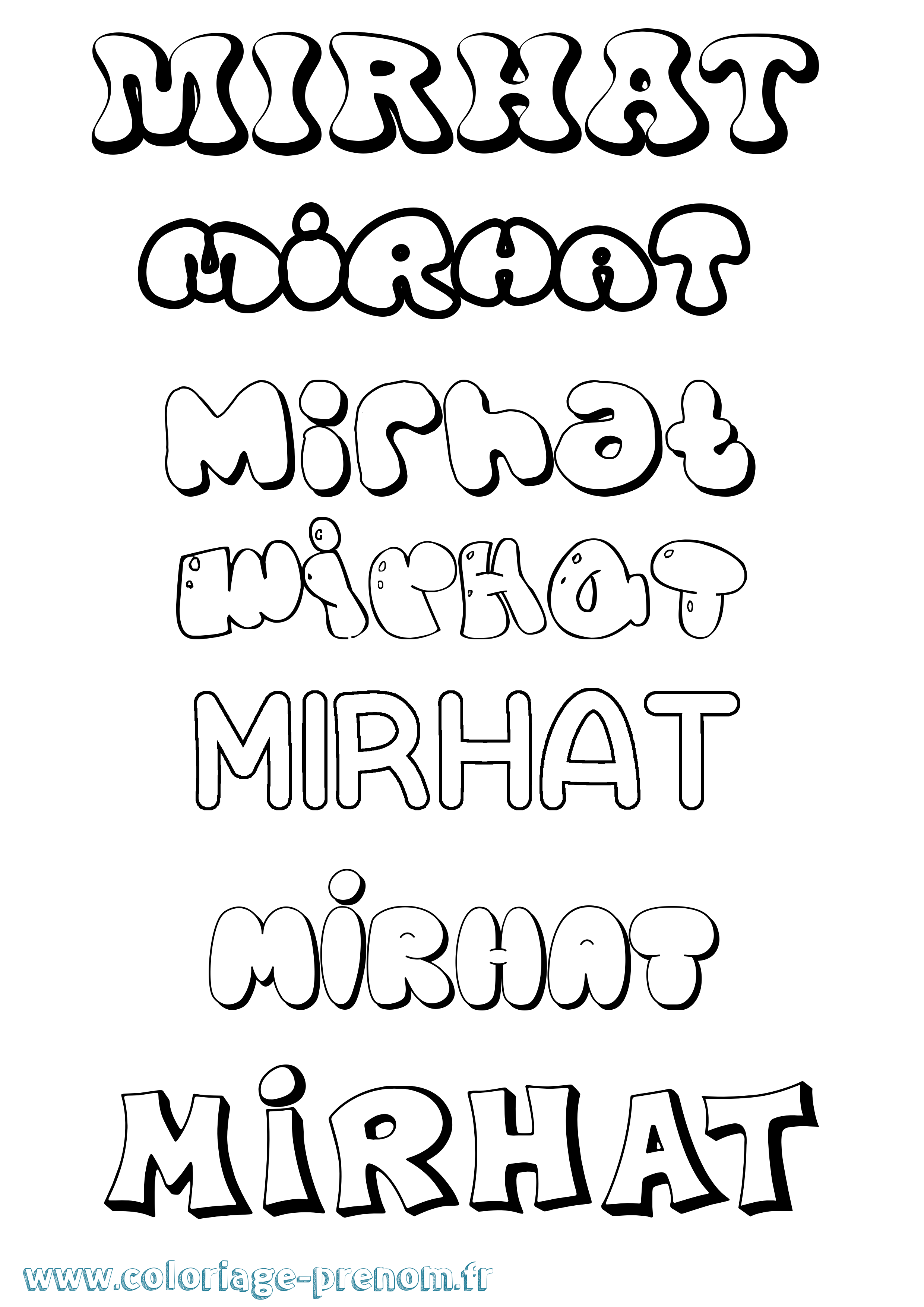 Coloriage prénom Mirhat Bubble