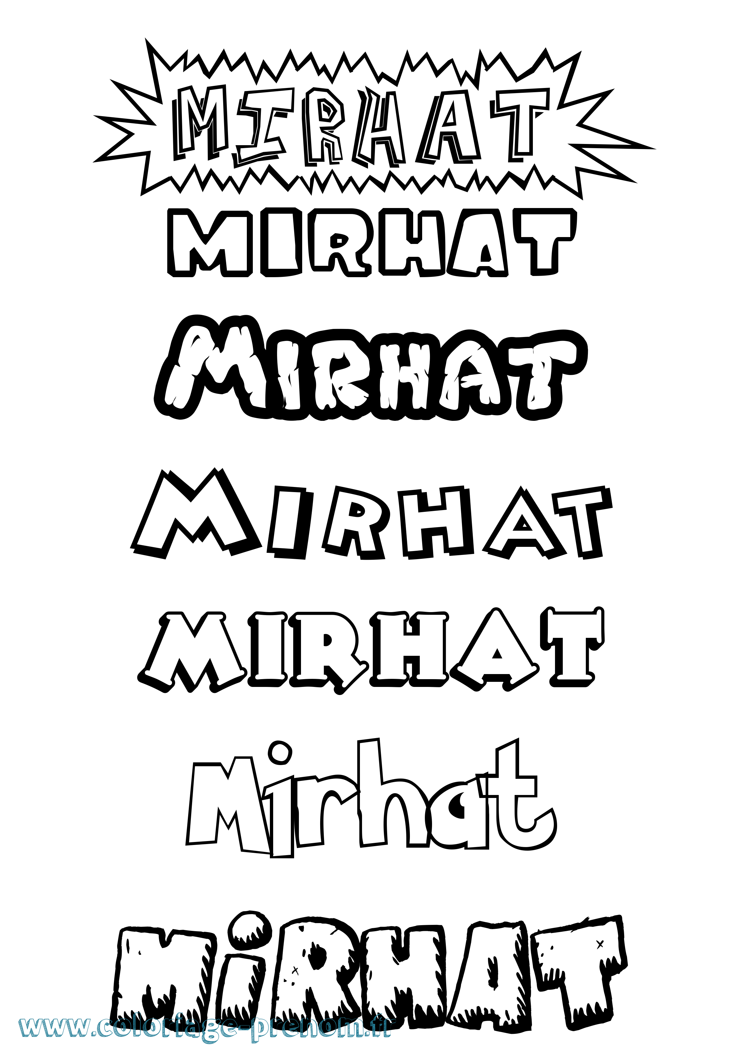 Coloriage prénom Mirhat Dessin Animé