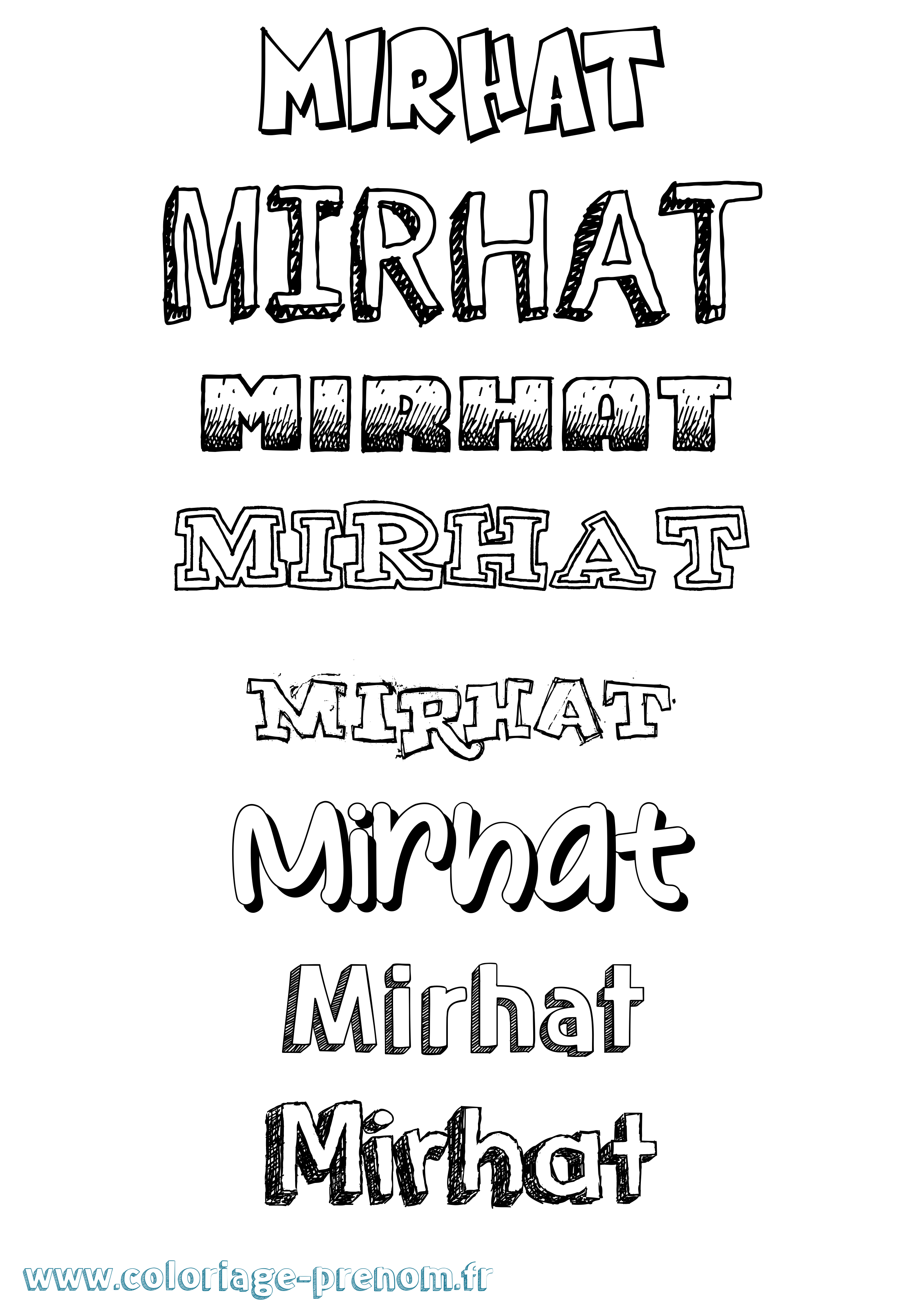 Coloriage prénom Mirhat Dessiné