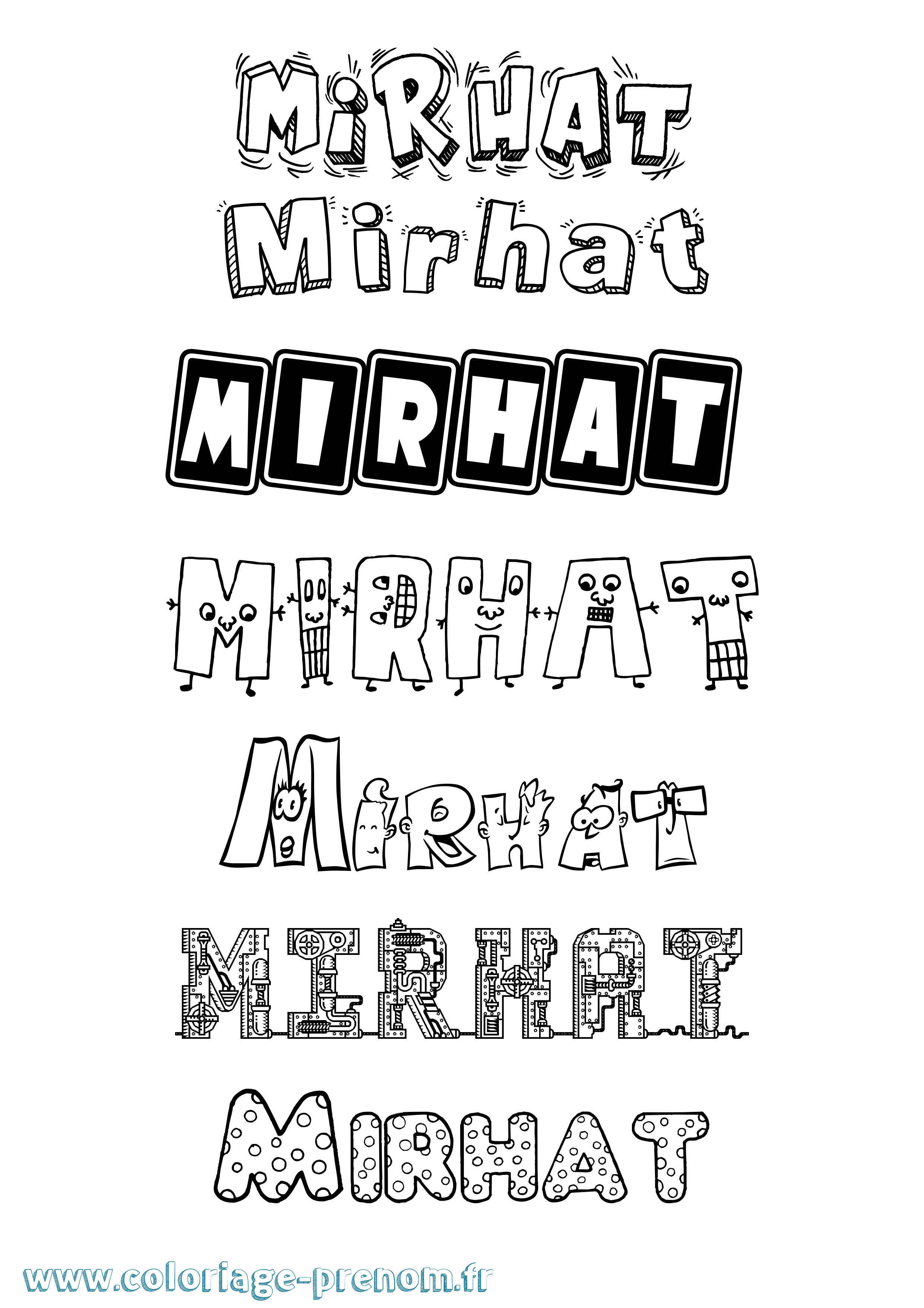 Coloriage prénom Mirhat Fun