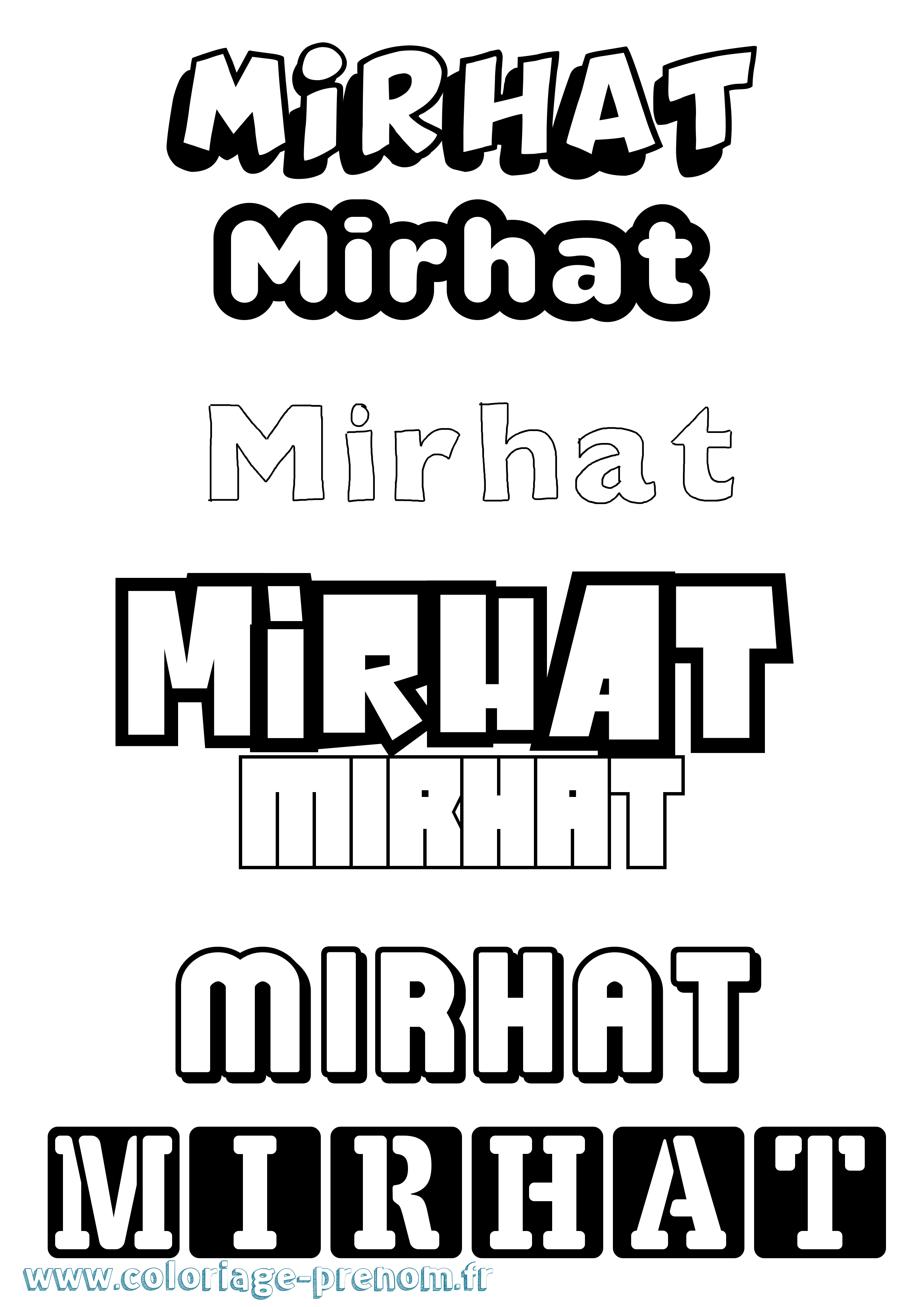 Coloriage prénom Mirhat Simple