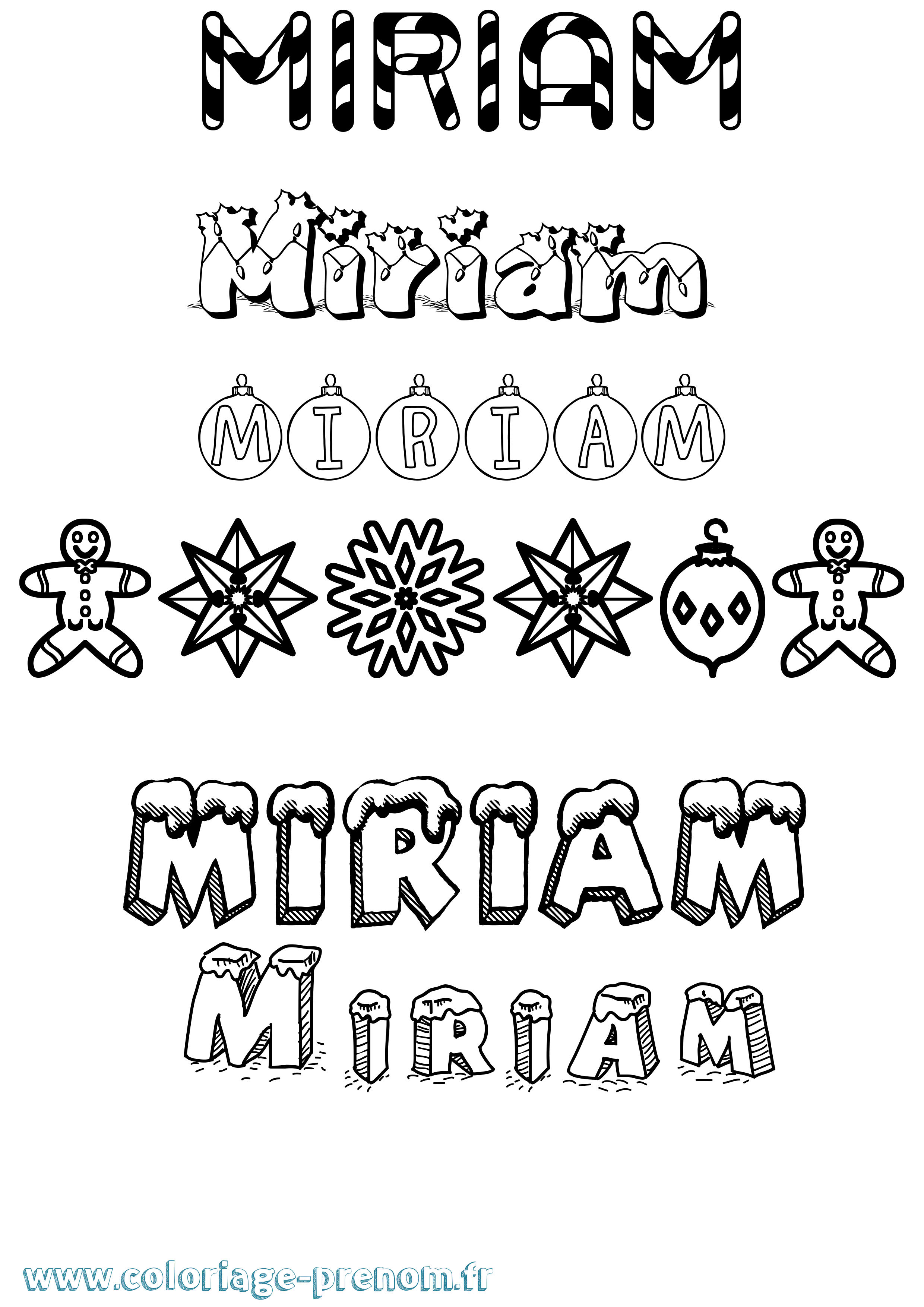Coloriage prénom Miriam Noël