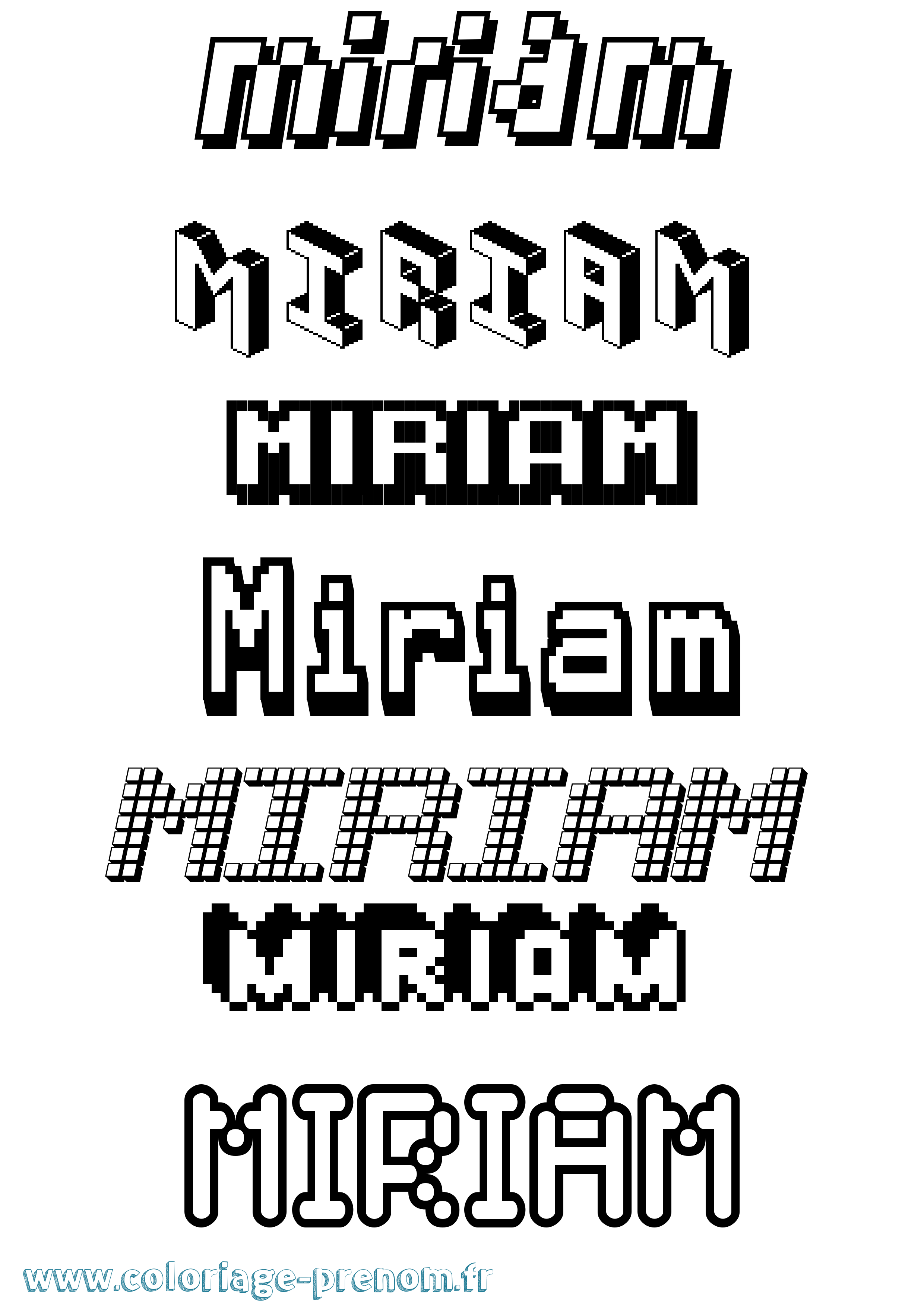 Coloriage prénom Miriam Pixel