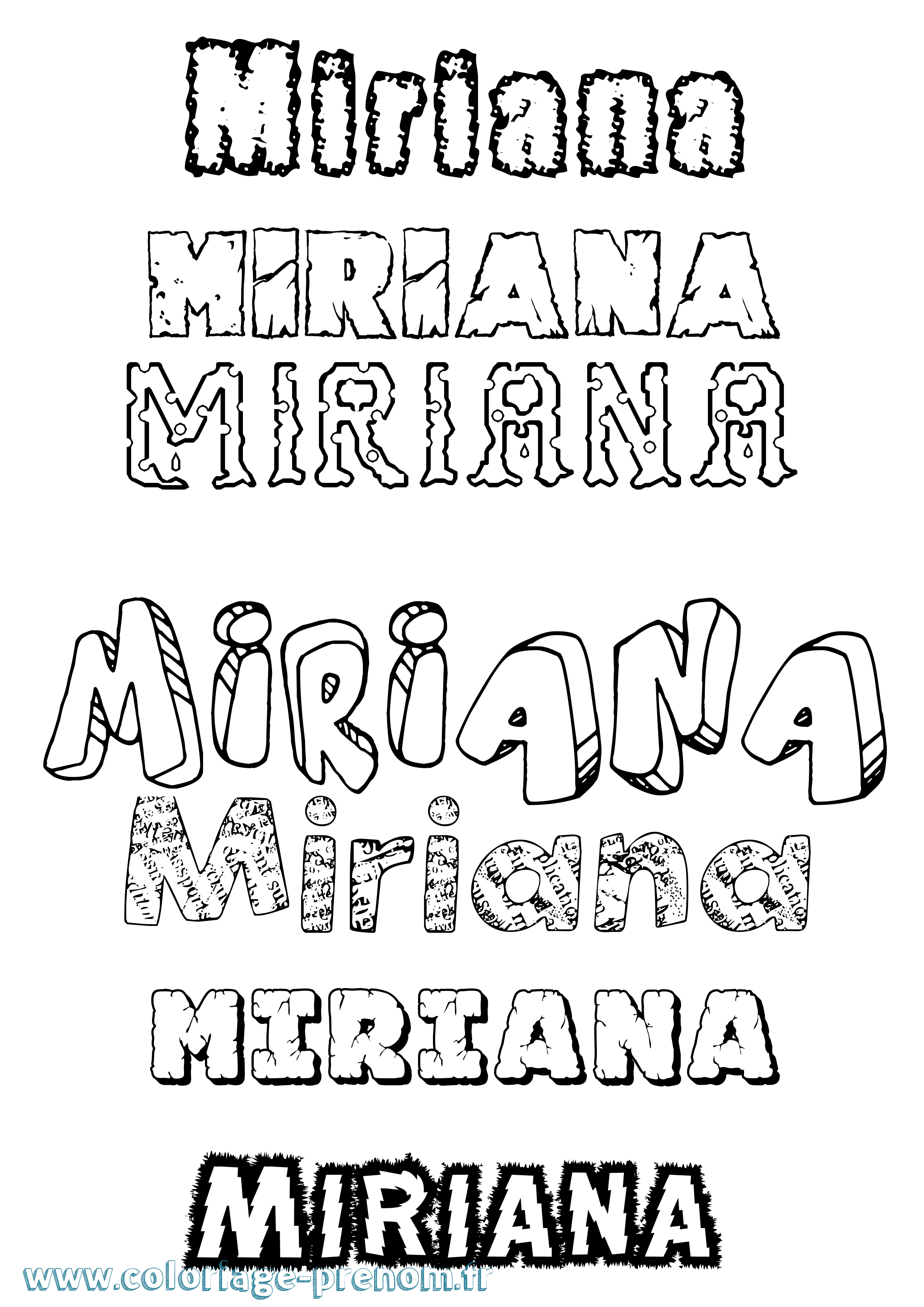 Coloriage prénom Miriana Destructuré