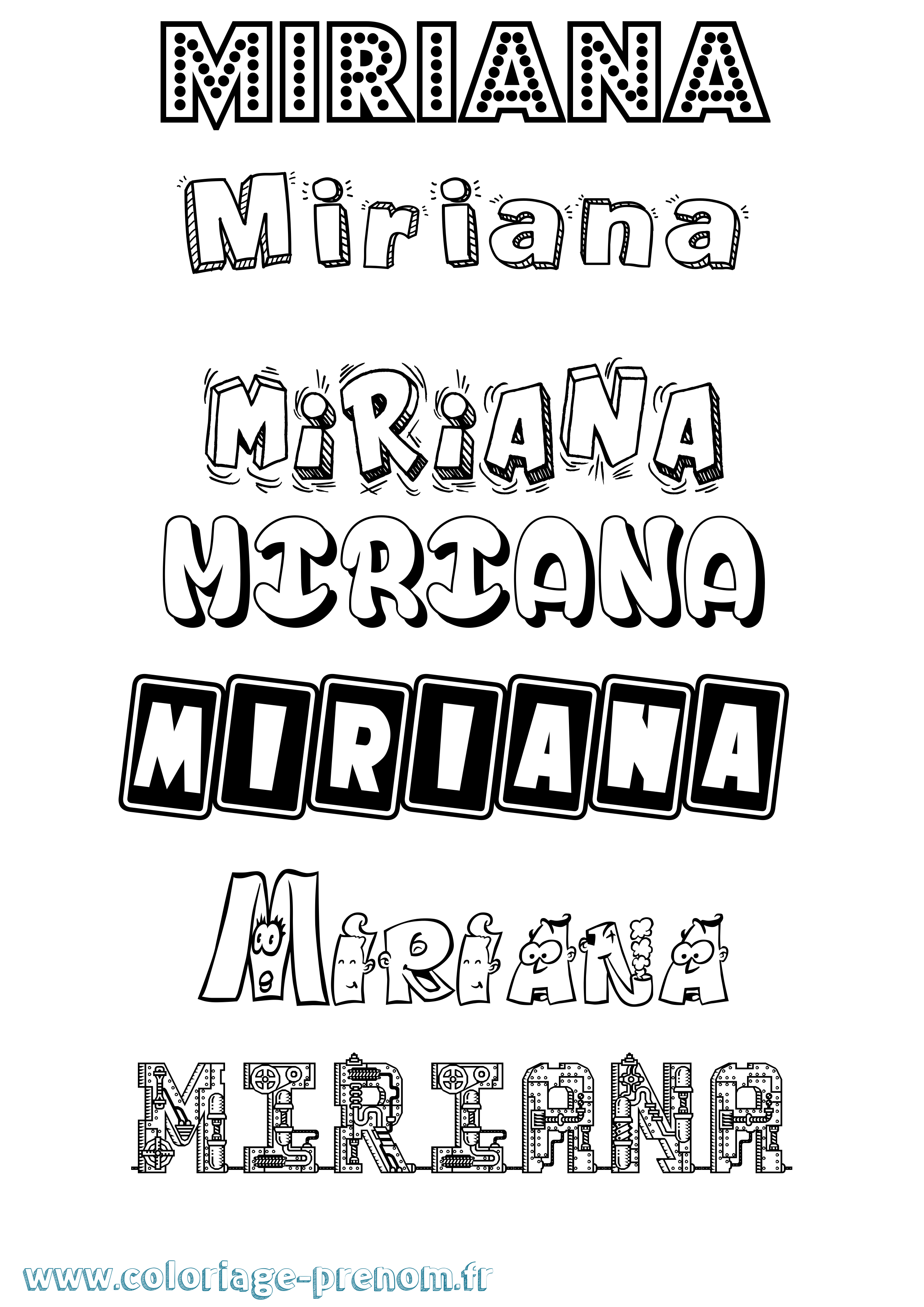Coloriage prénom Miriana Fun
