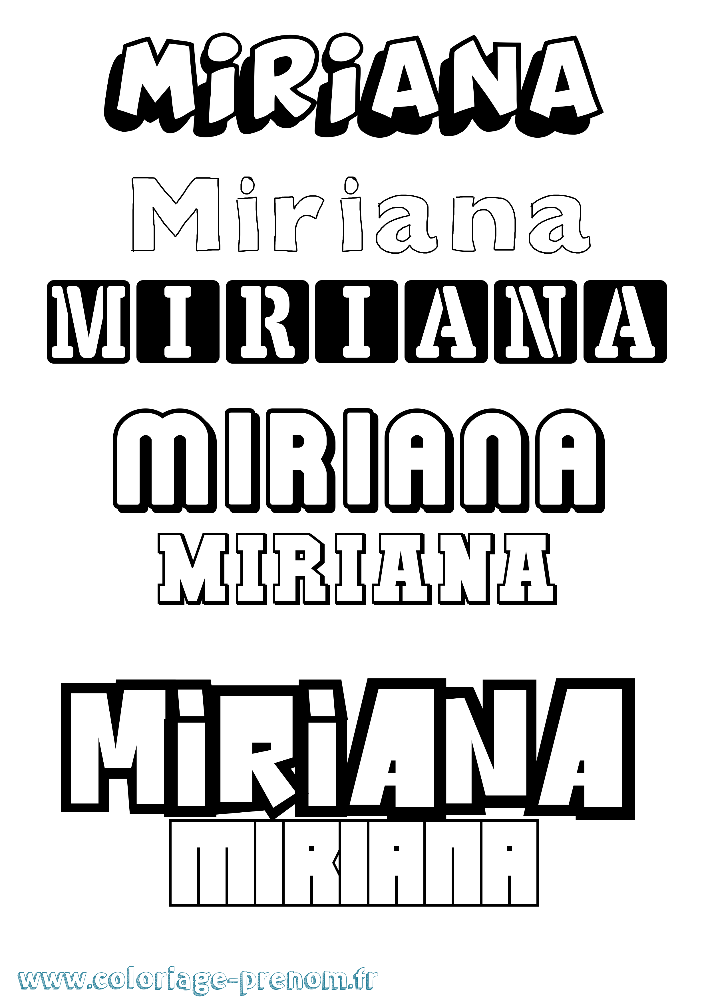 Coloriage prénom Miriana Simple