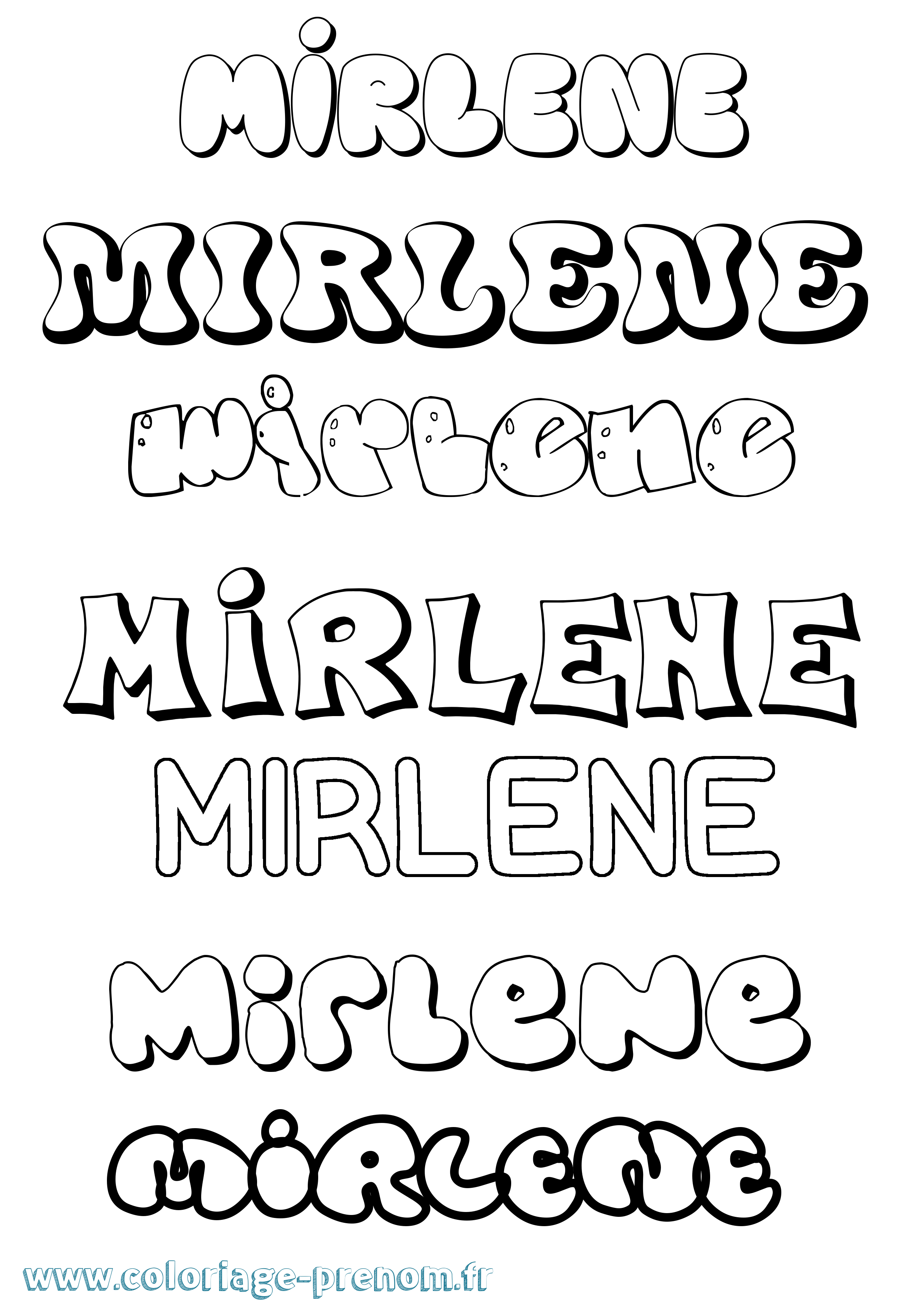 Coloriage prénom Mirlene Bubble