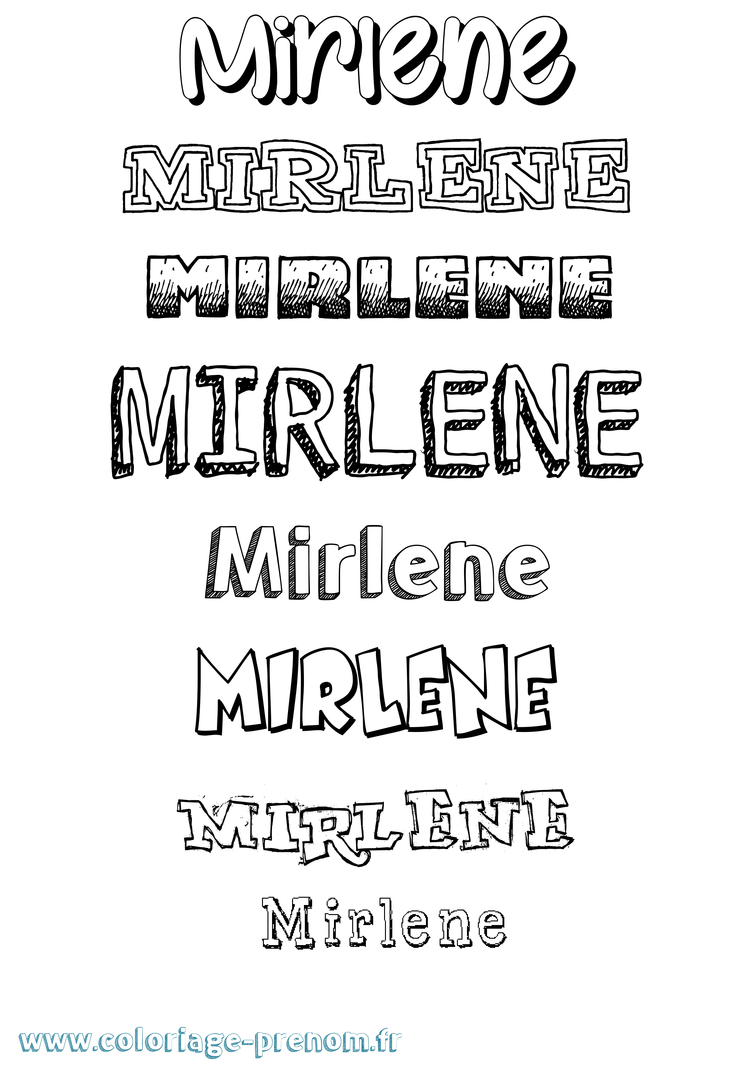 Coloriage prénom Mirlene Dessiné