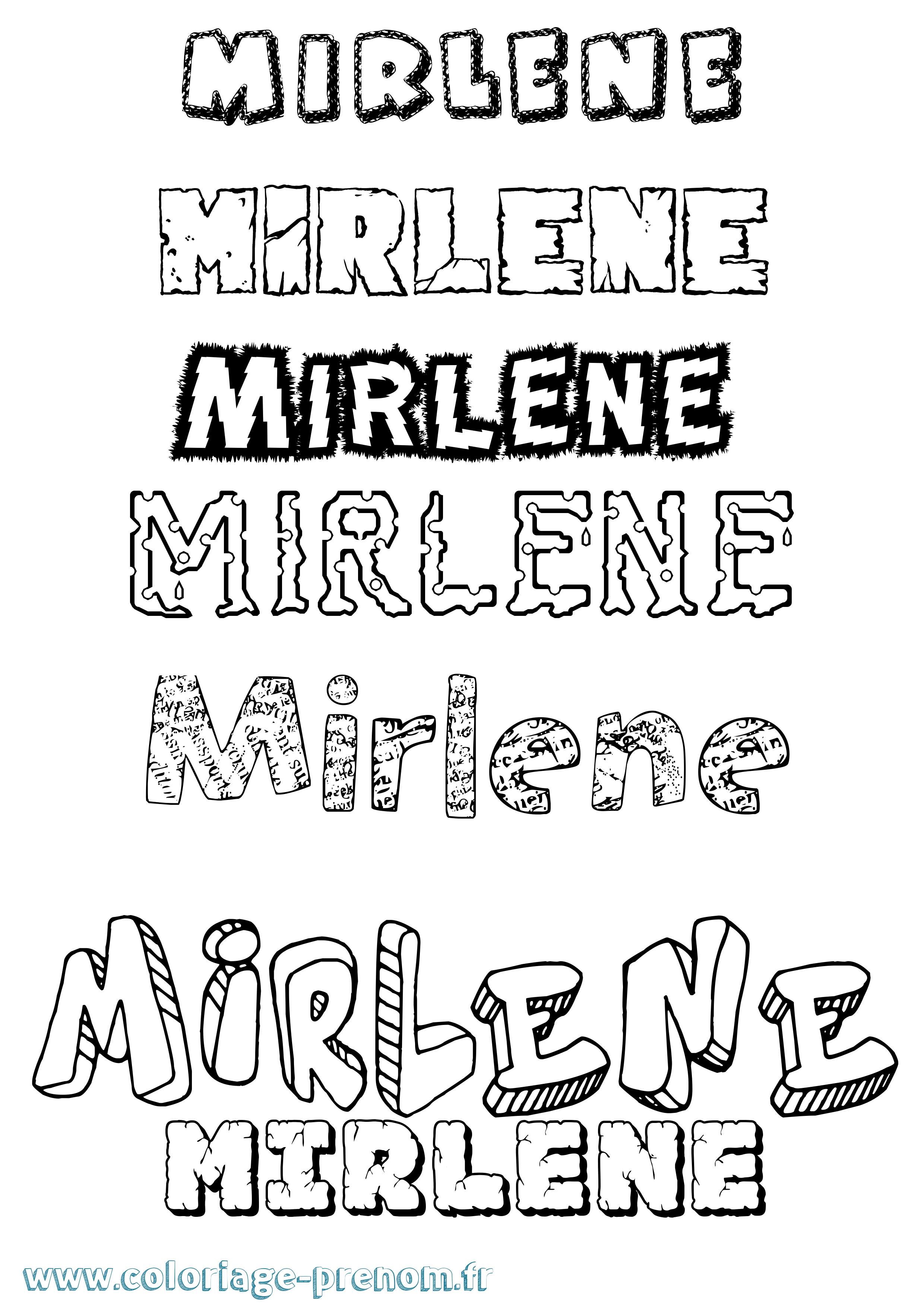 Coloriage prénom Mirlene Destructuré