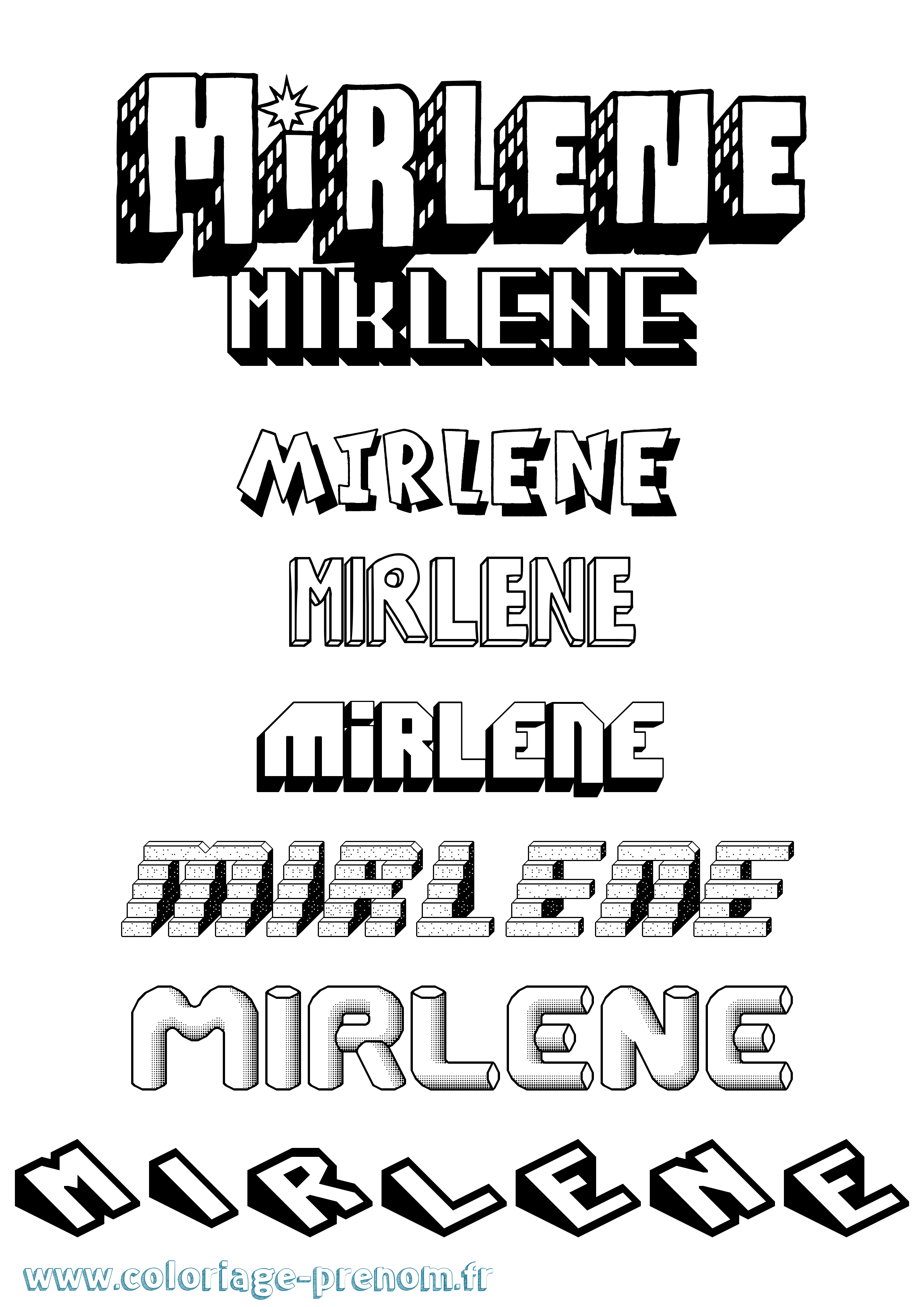 Coloriage prénom Mirlene Effet 3D