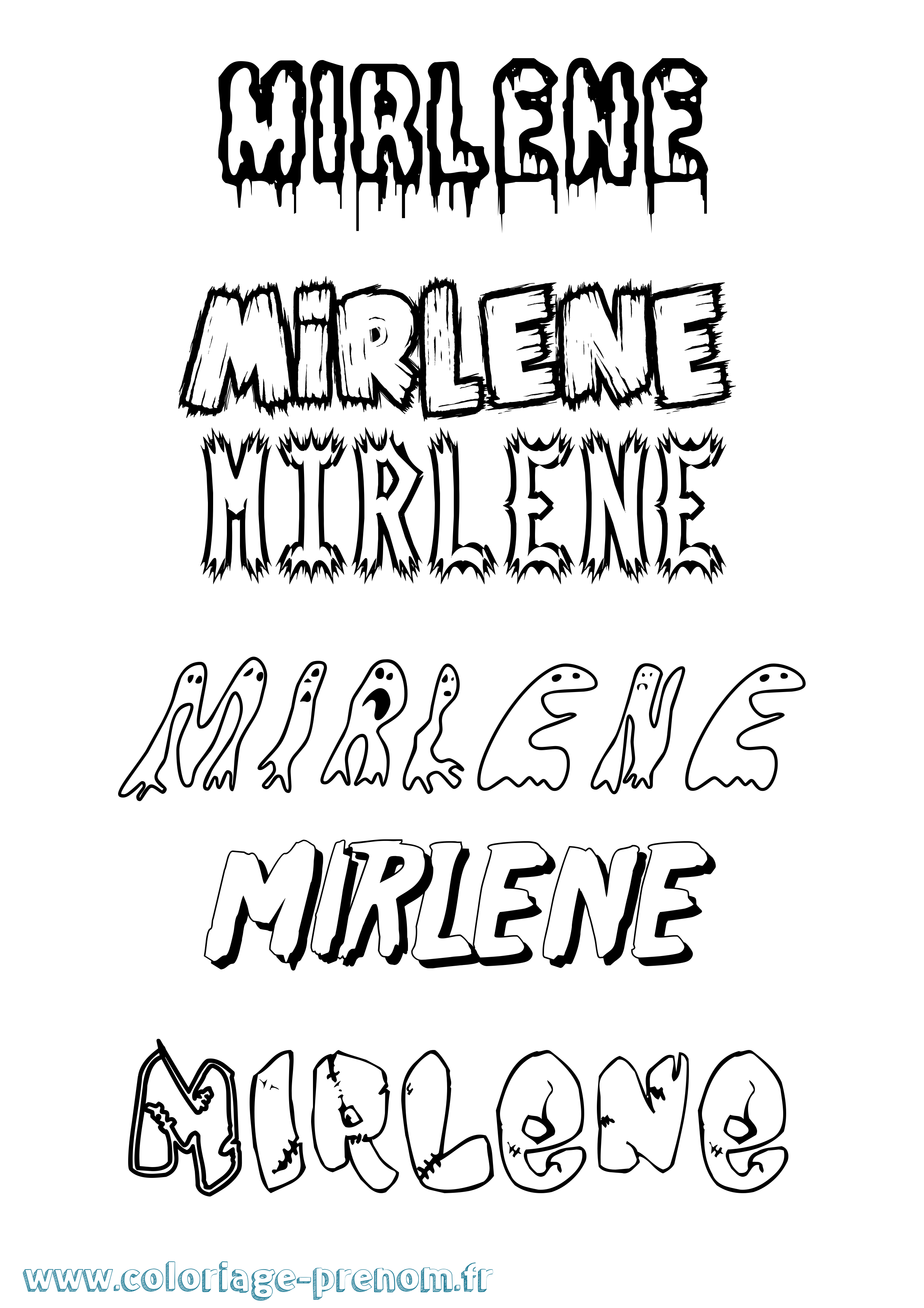 Coloriage prénom Mirlene Frisson