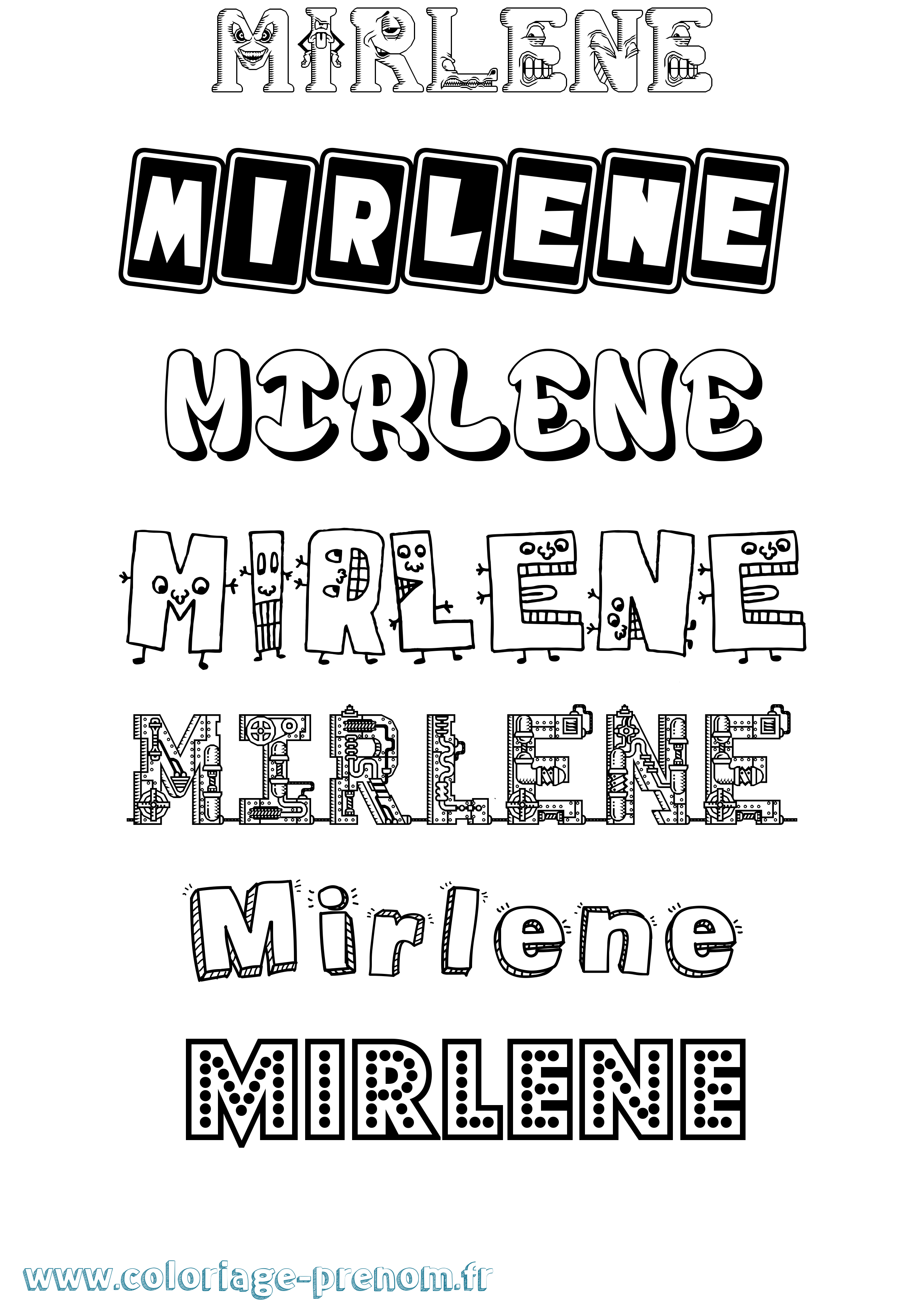 Coloriage prénom Mirlene Fun
