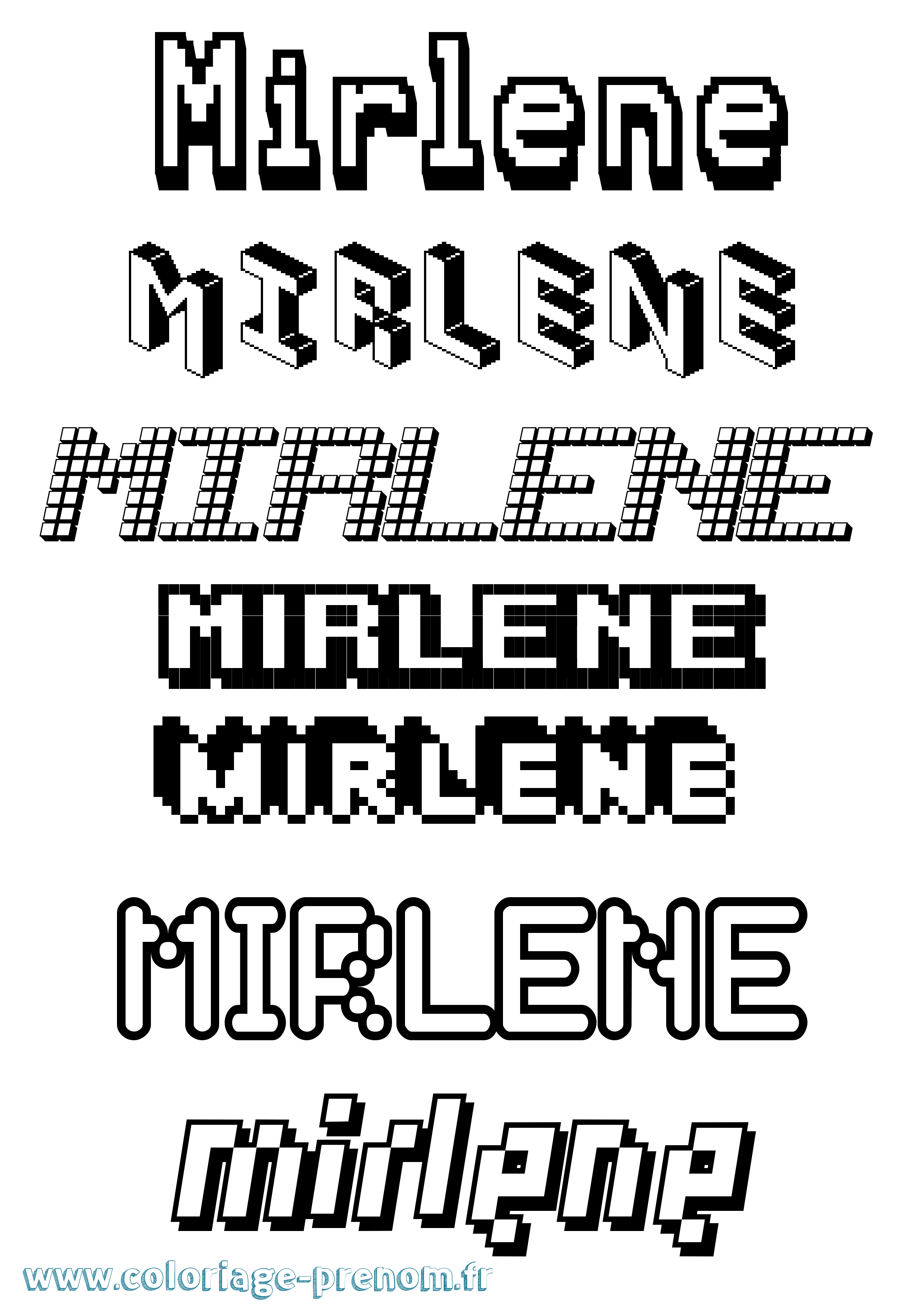 Coloriage prénom Mirlene Pixel