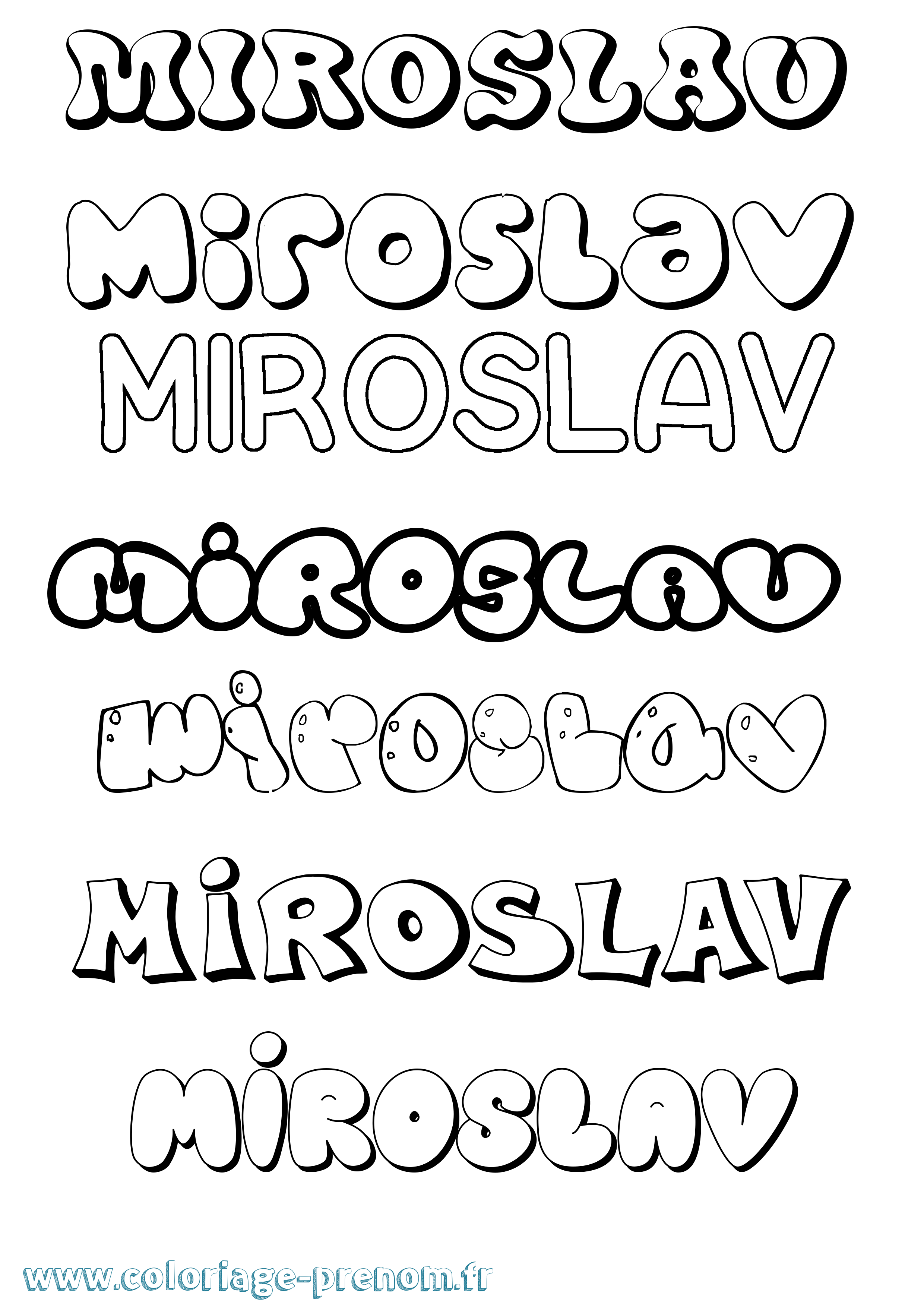 Coloriage prénom Miroslav Bubble