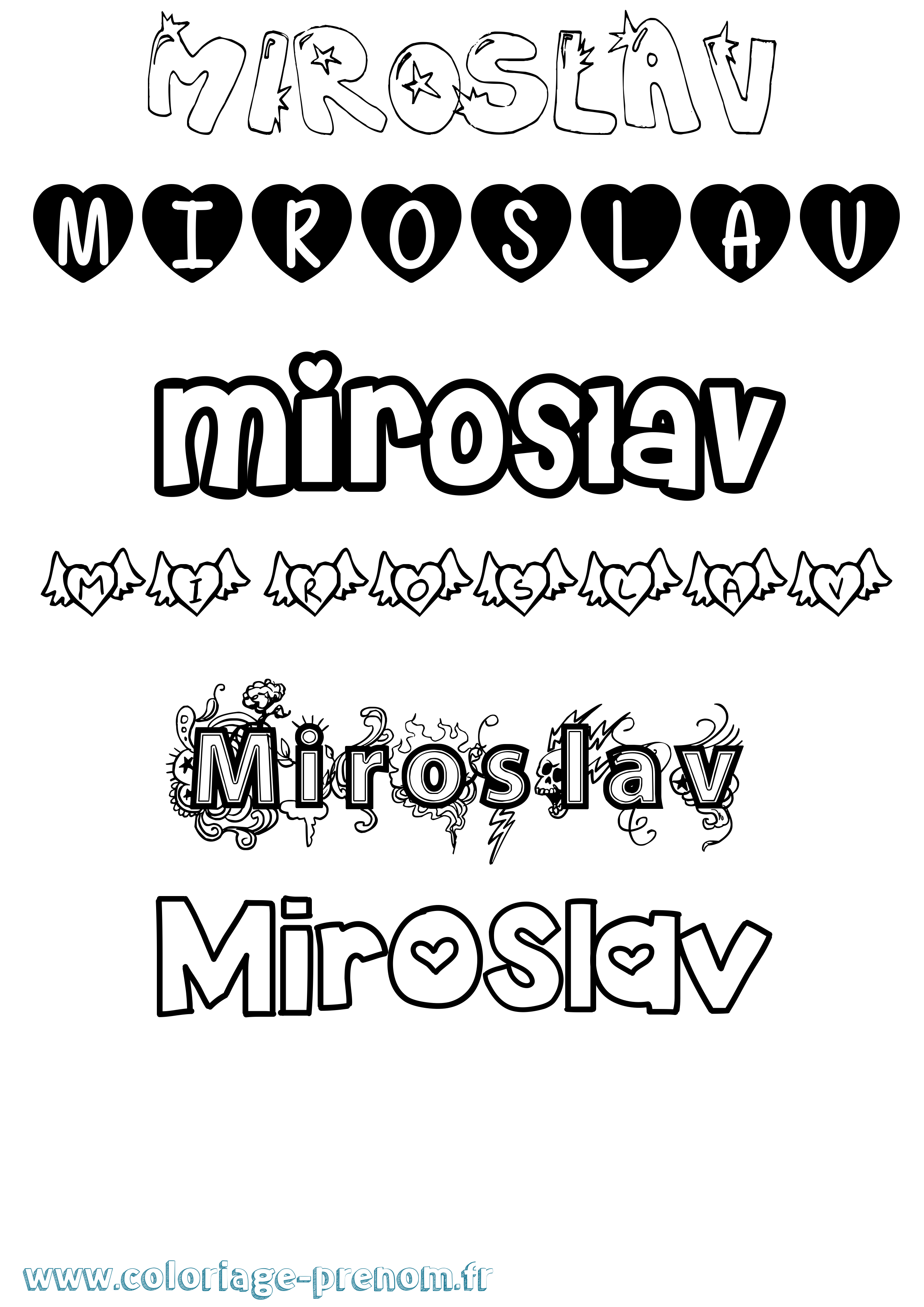 Coloriage prénom Miroslav Girly