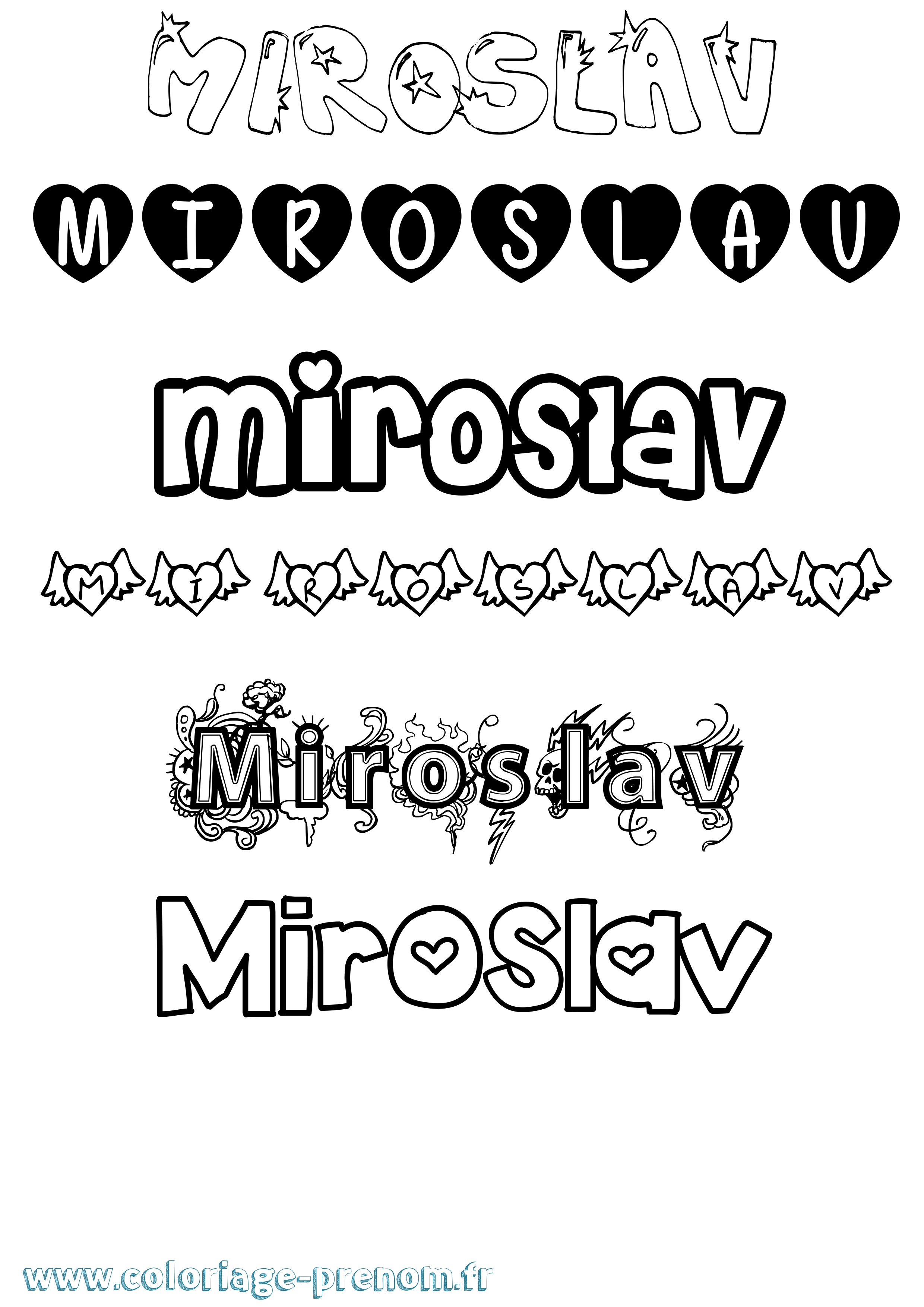 Coloriage Miroslav Girly Coloriage prénom Miroslav Girly