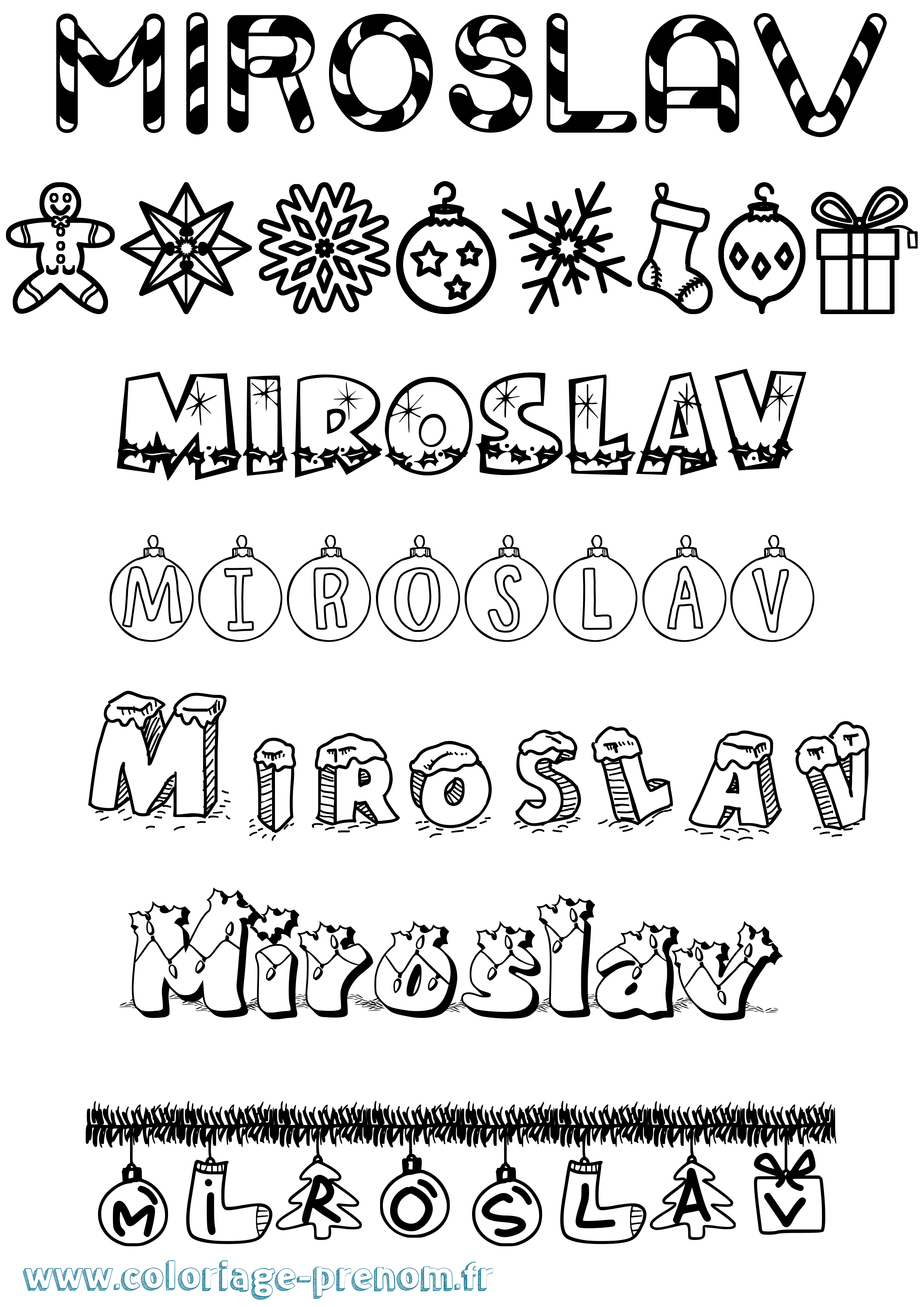 Coloriage Miroslav Noël Coloriage prénom Miroslav Noël