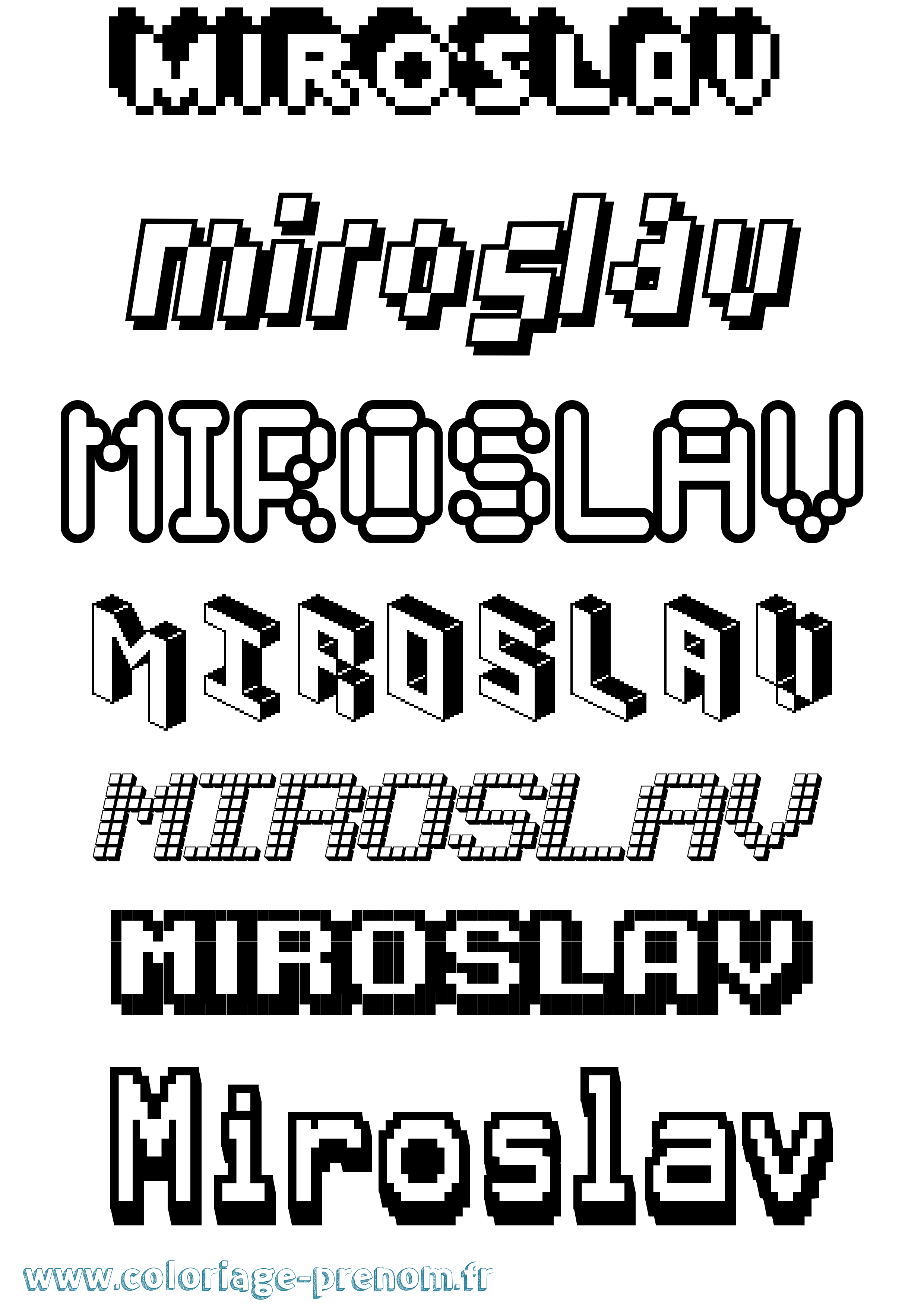 Coloriage prénom Miroslav Pixel