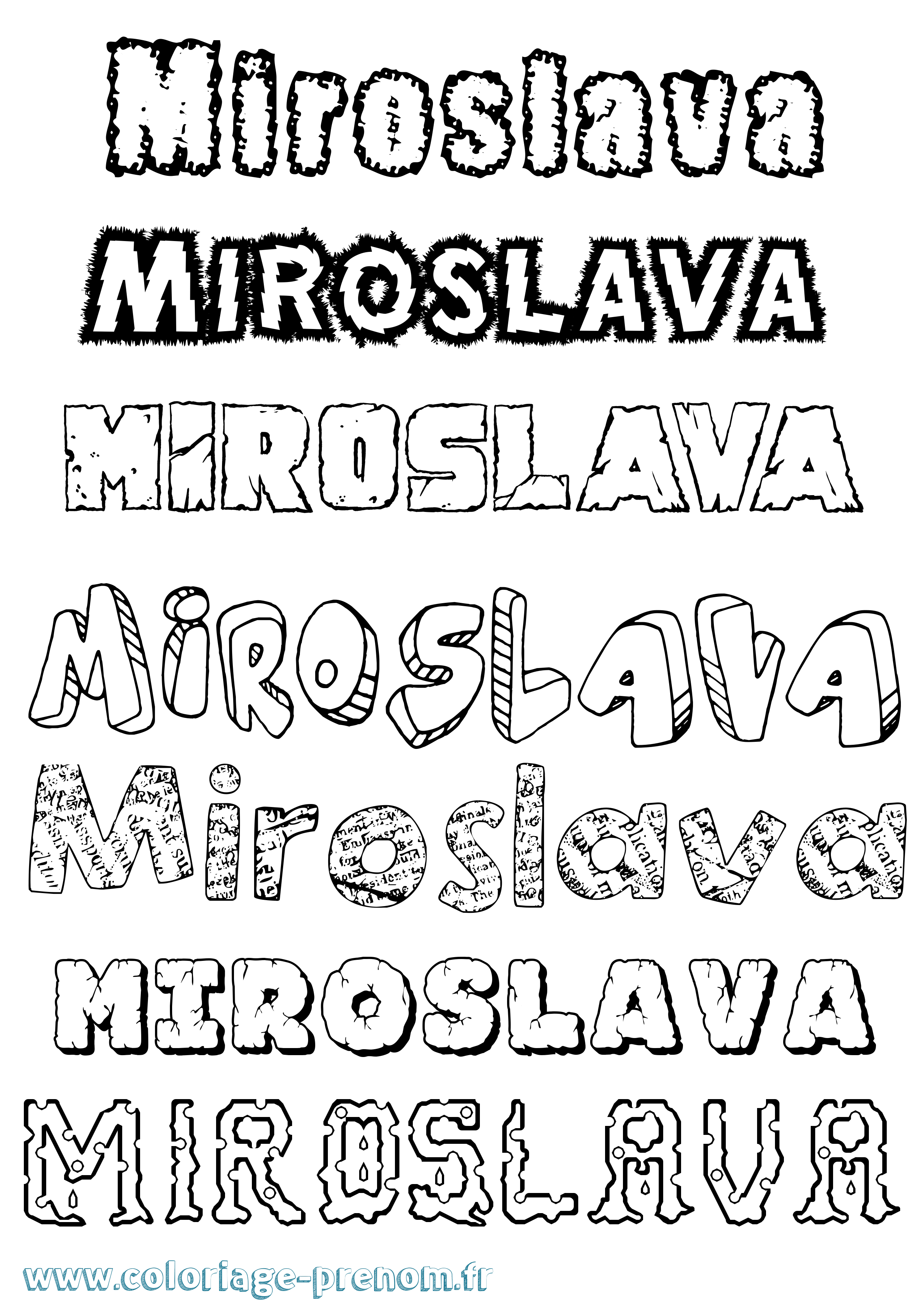 Coloriage prénom Miroslava Destructuré