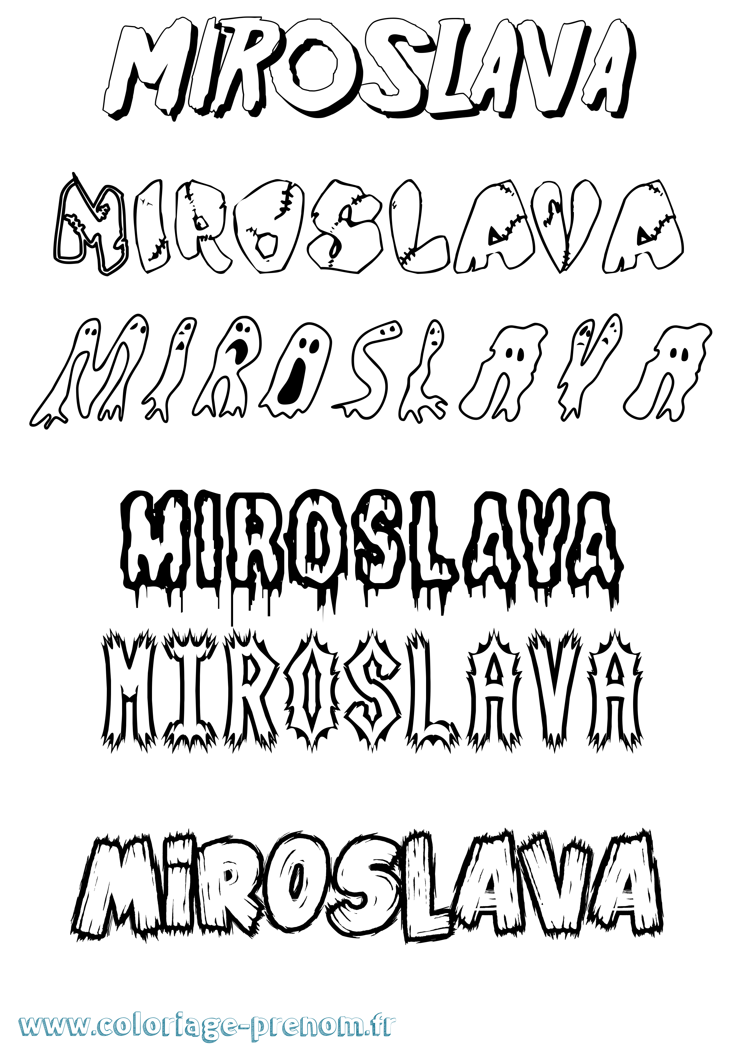 Coloriage prénom Miroslava Frisson