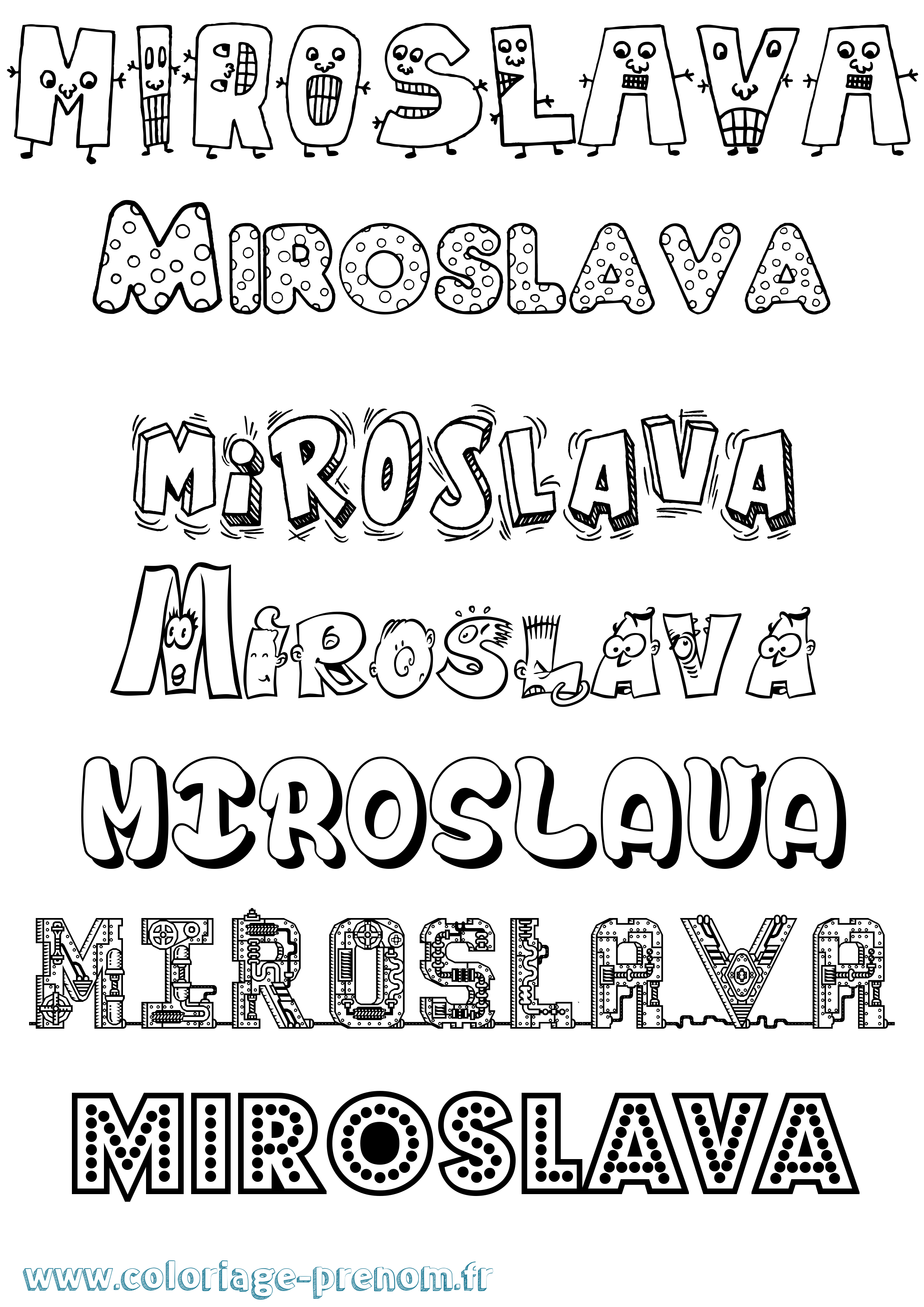 Coloriage prénom Miroslava Fun