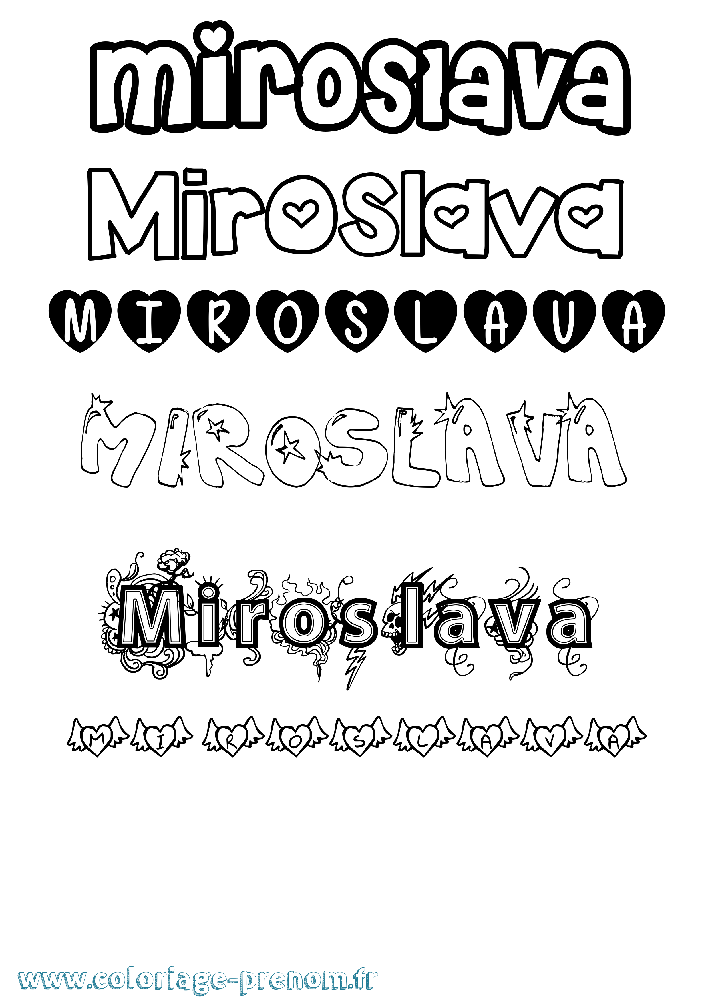 Coloriage prénom Miroslava Girly