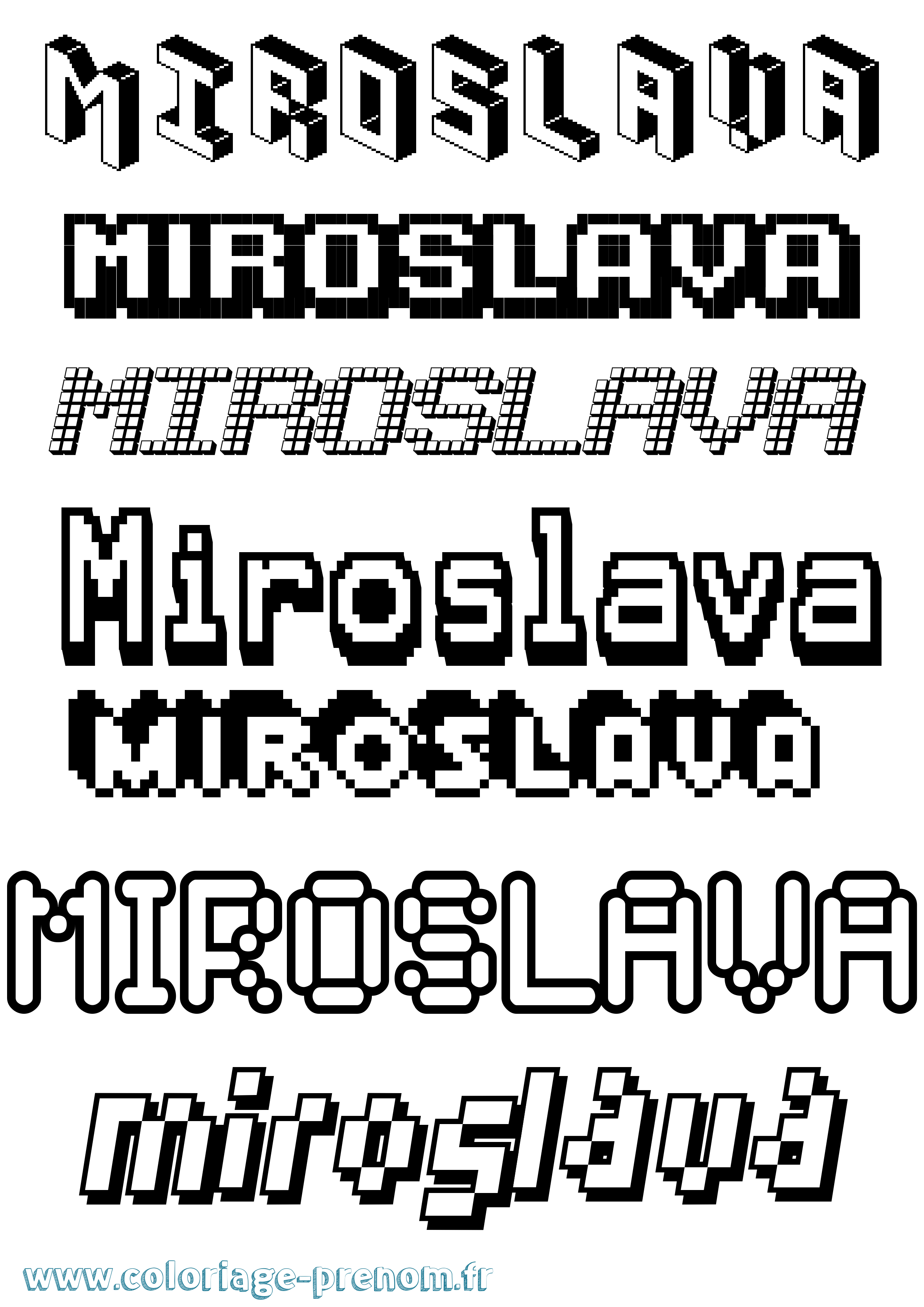 Coloriage prénom Miroslava Pixel