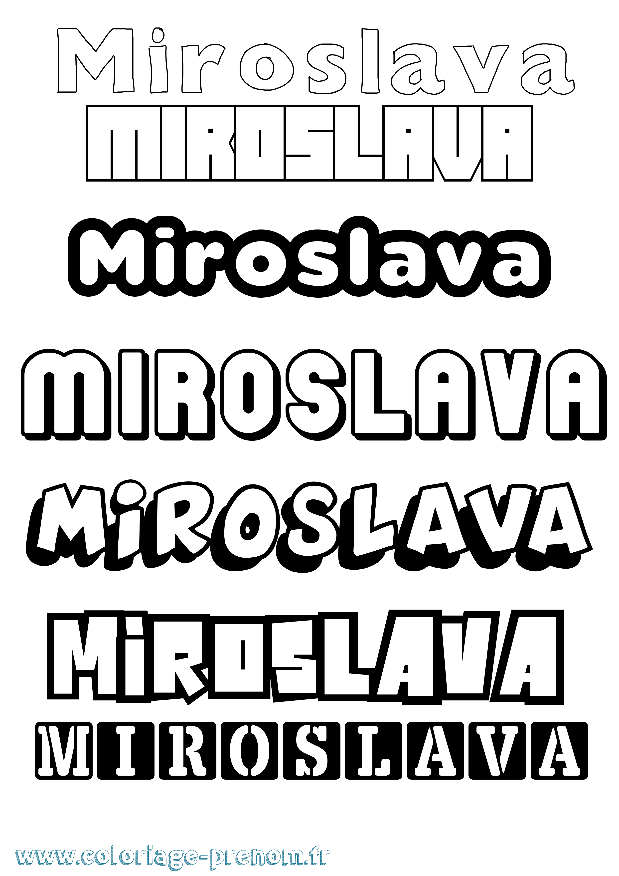 Coloriage prénom Miroslava Simple
