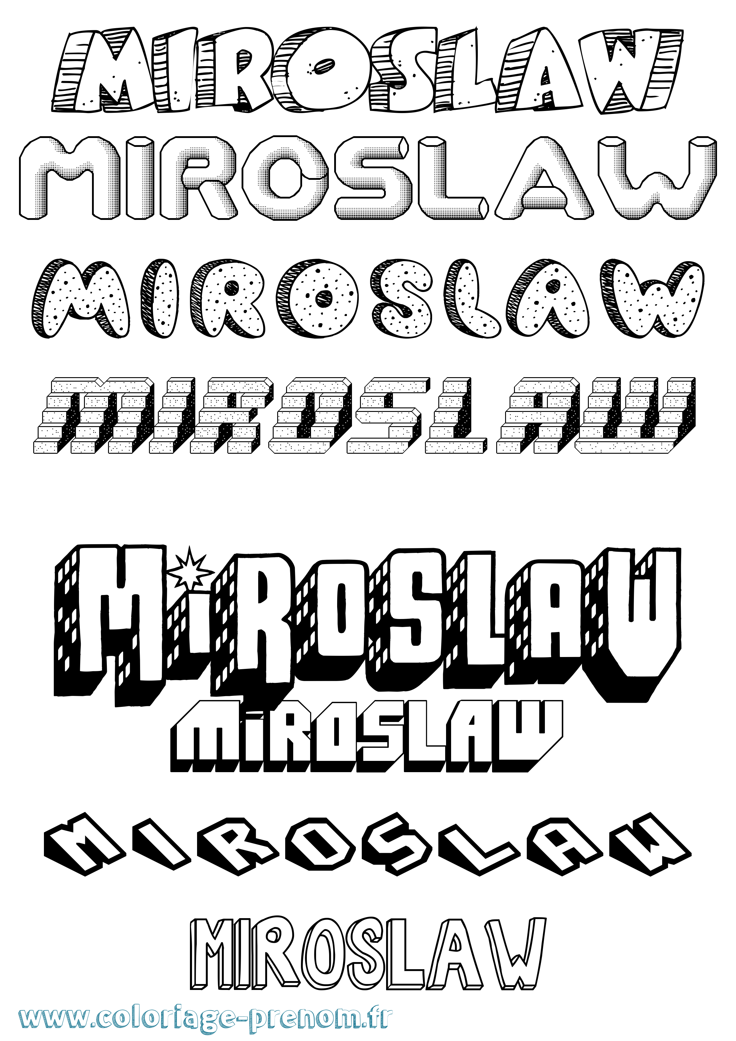 Coloriage Miroslaw Effet 3D Coloriage prénom Miroslaw Effet 3D