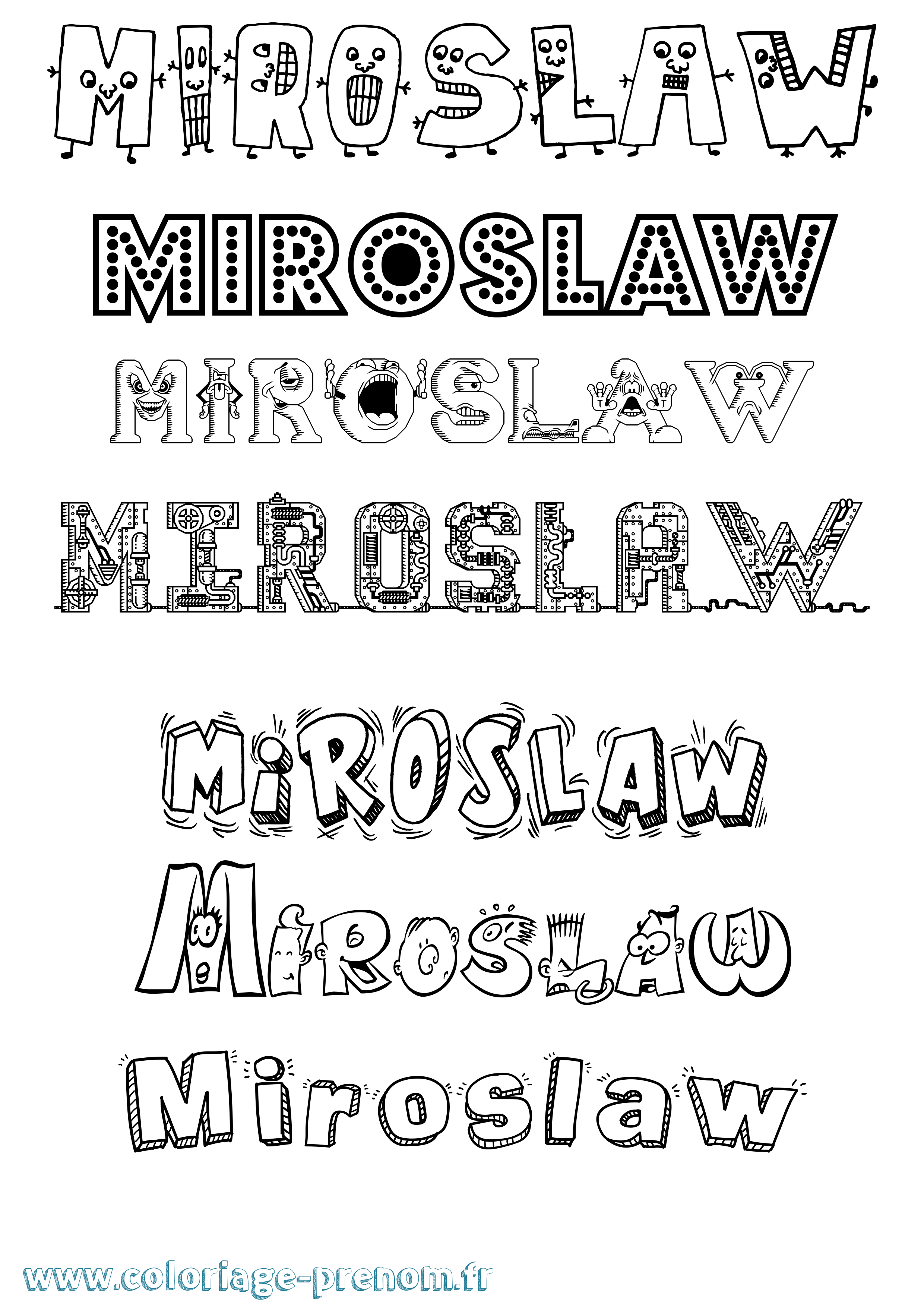 Coloriage prénom Miroslaw Fun