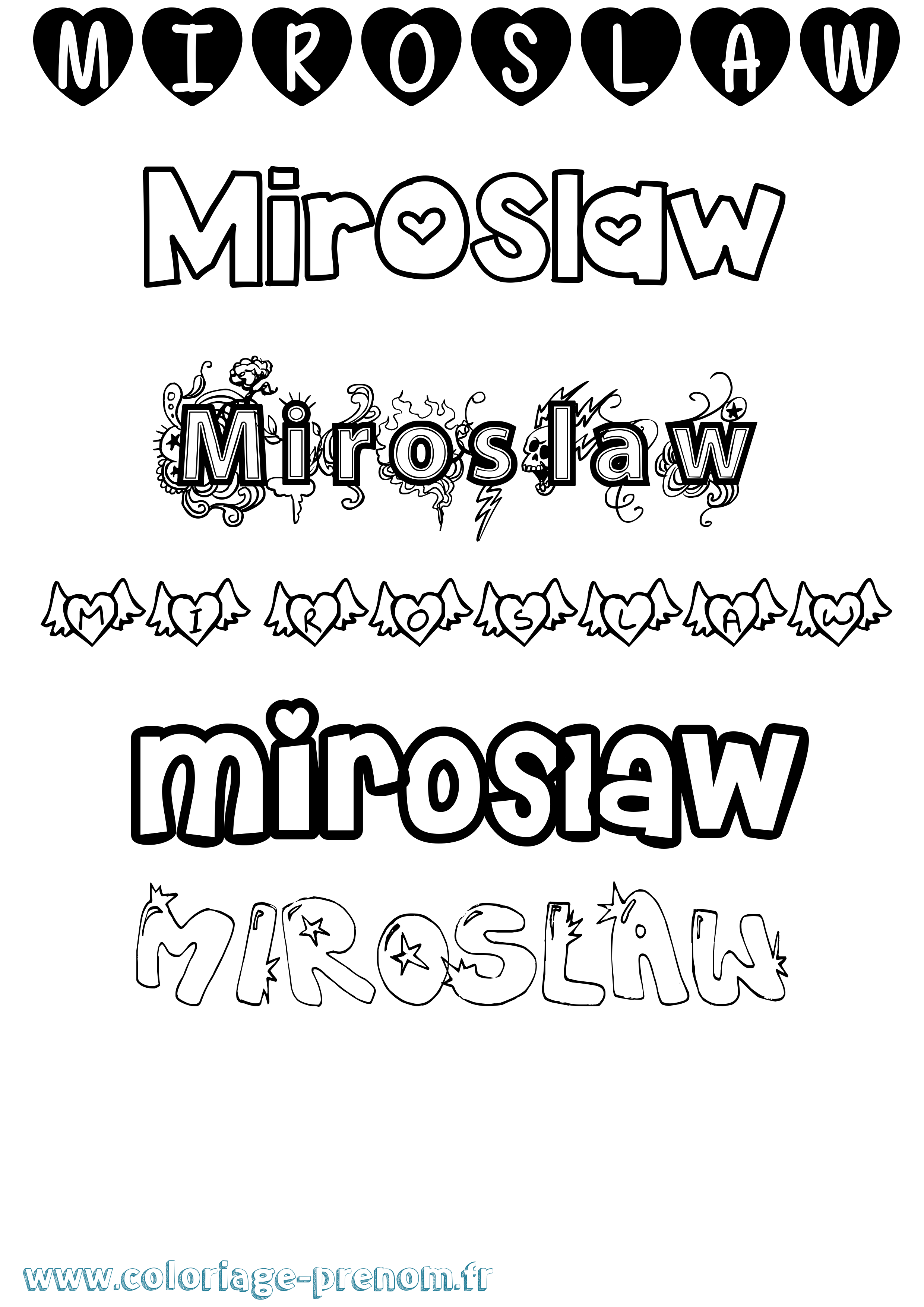 Coloriage prénom Miroslaw Girly