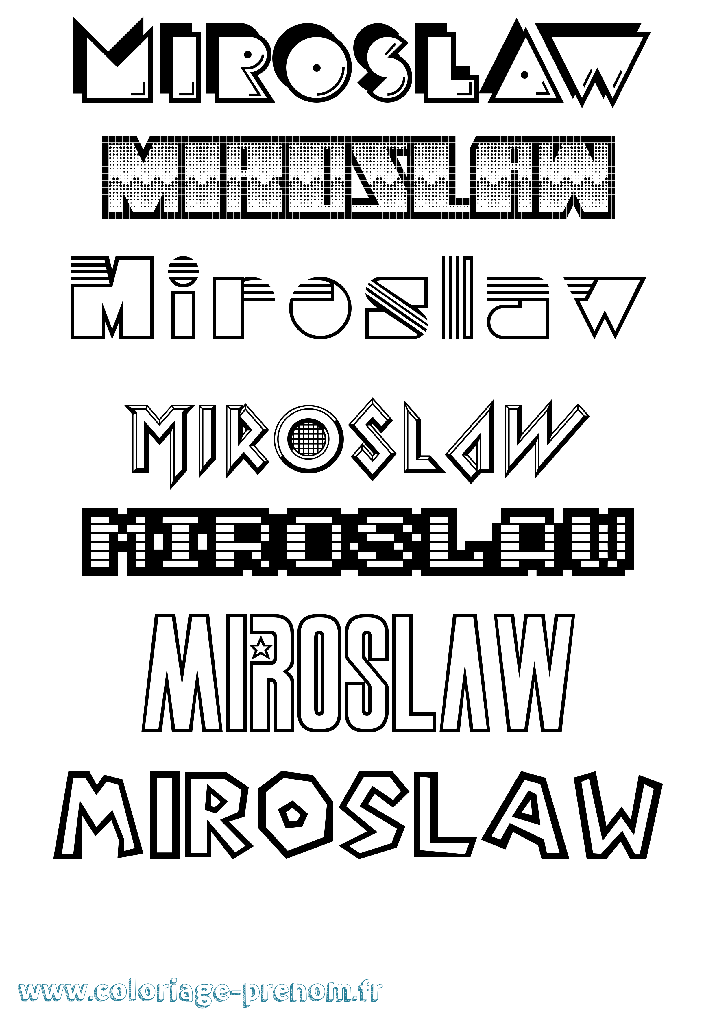 Coloriage prénom Miroslaw Jeux Vidéos