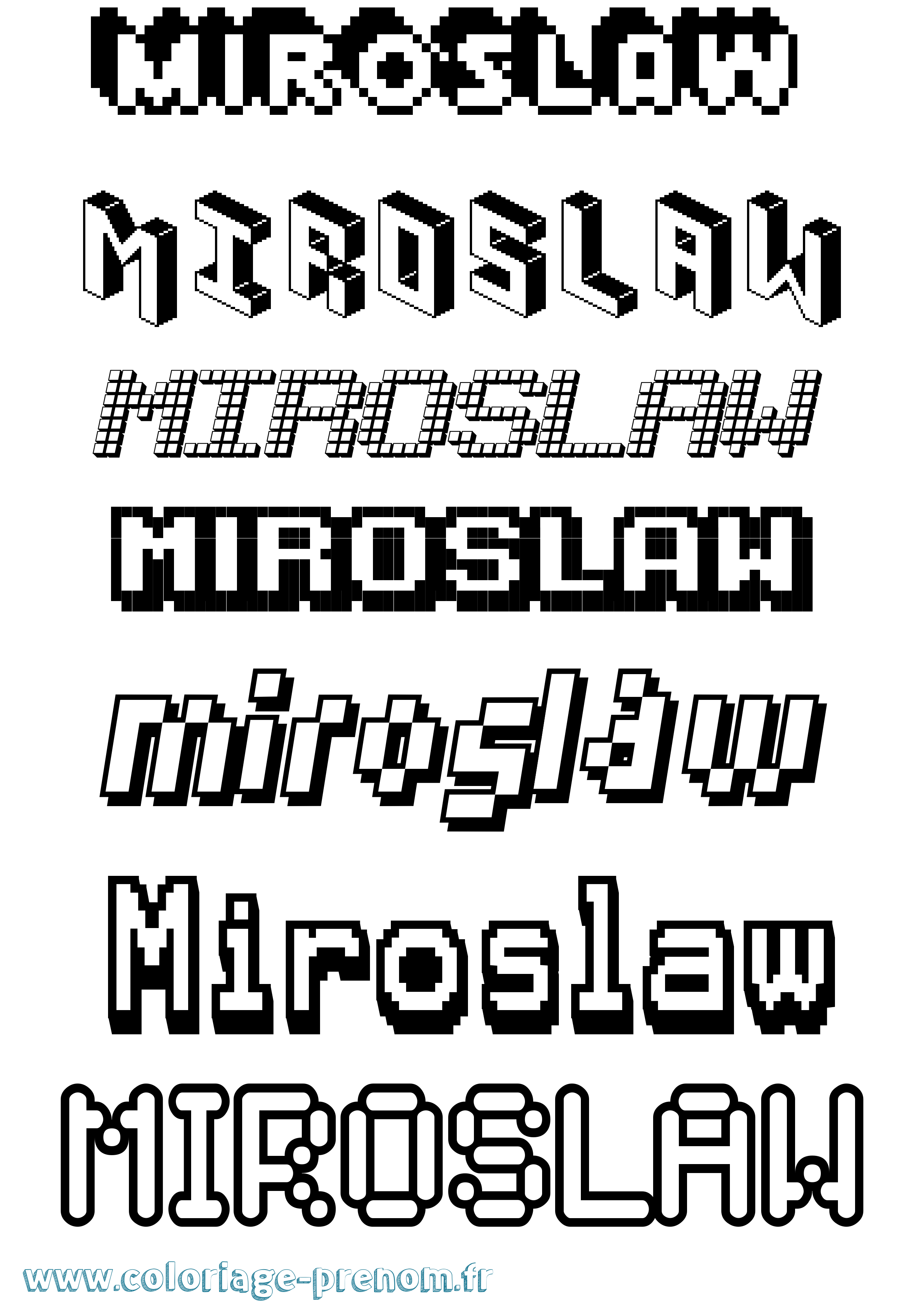 Coloriage prénom Miroslaw Pixel
