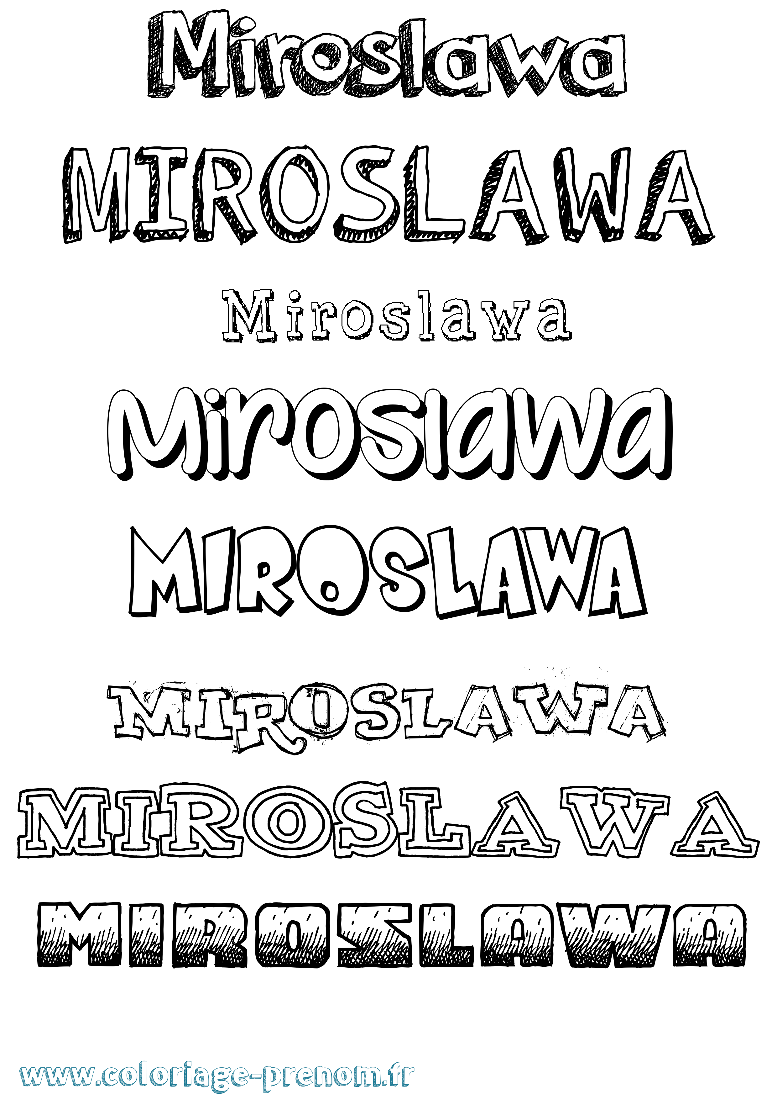 Coloriage prénom Miroslawa Dessiné