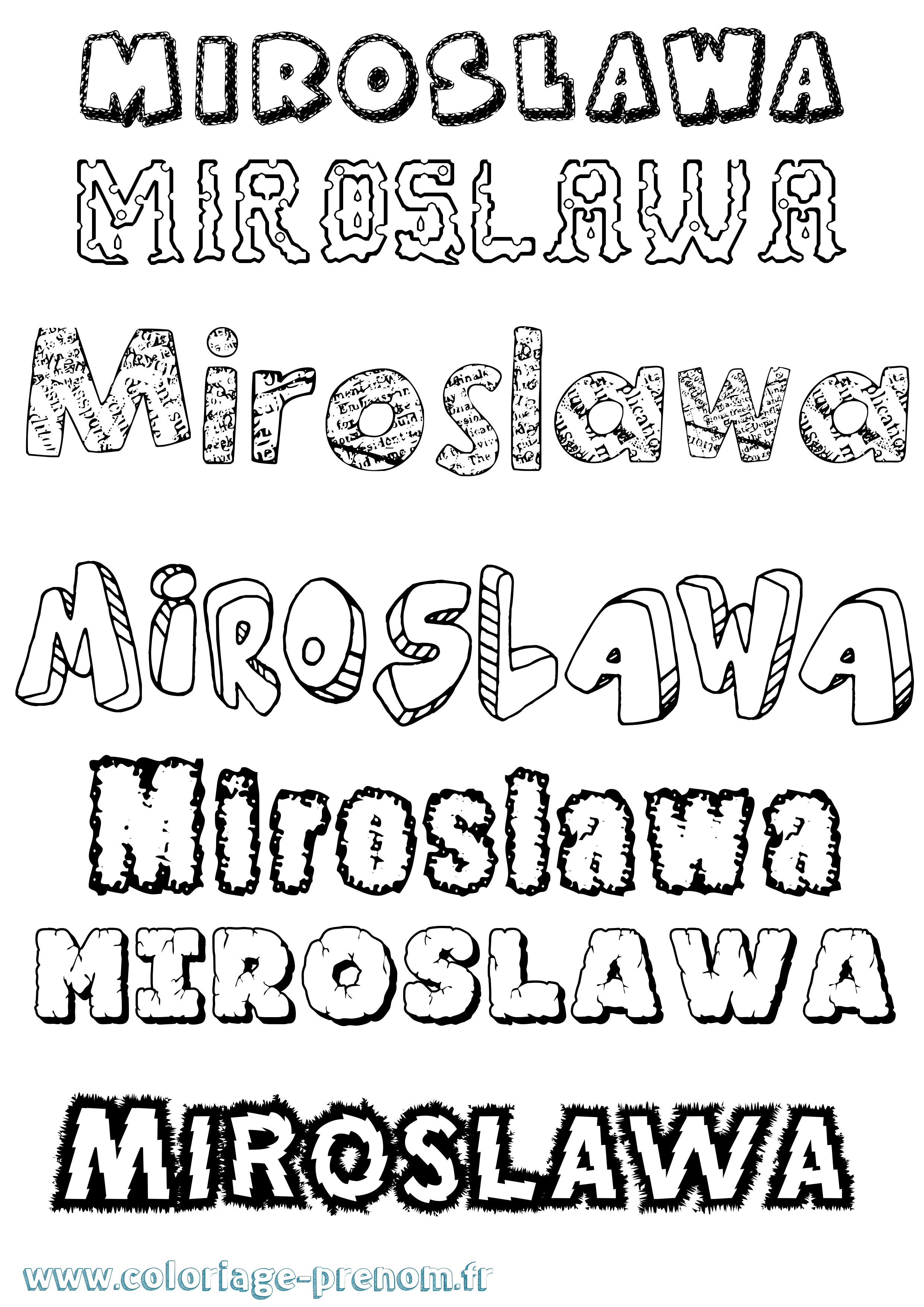 Coloriage prénom Miroslawa Destructuré