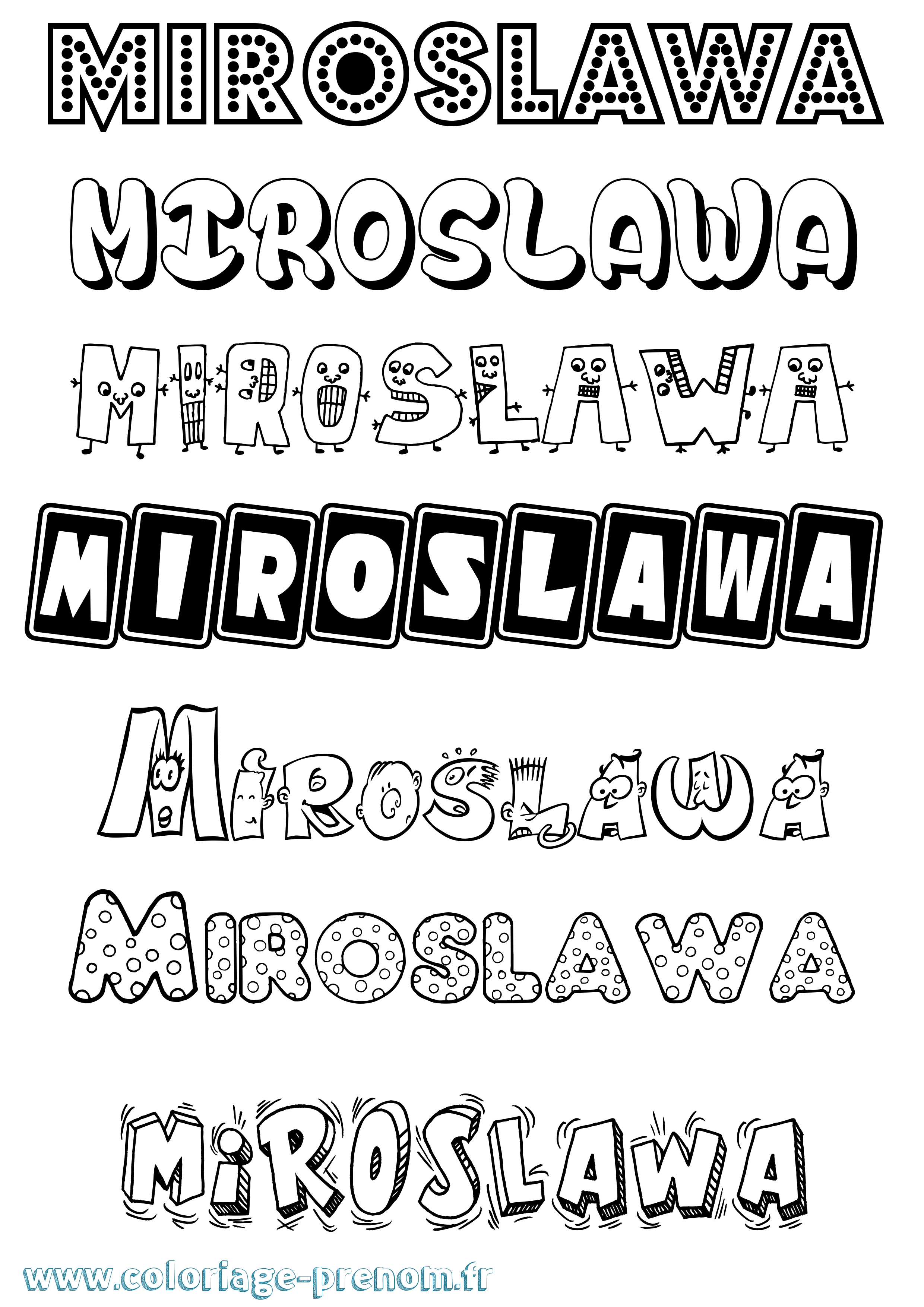 Coloriage prénom Miroslawa Fun