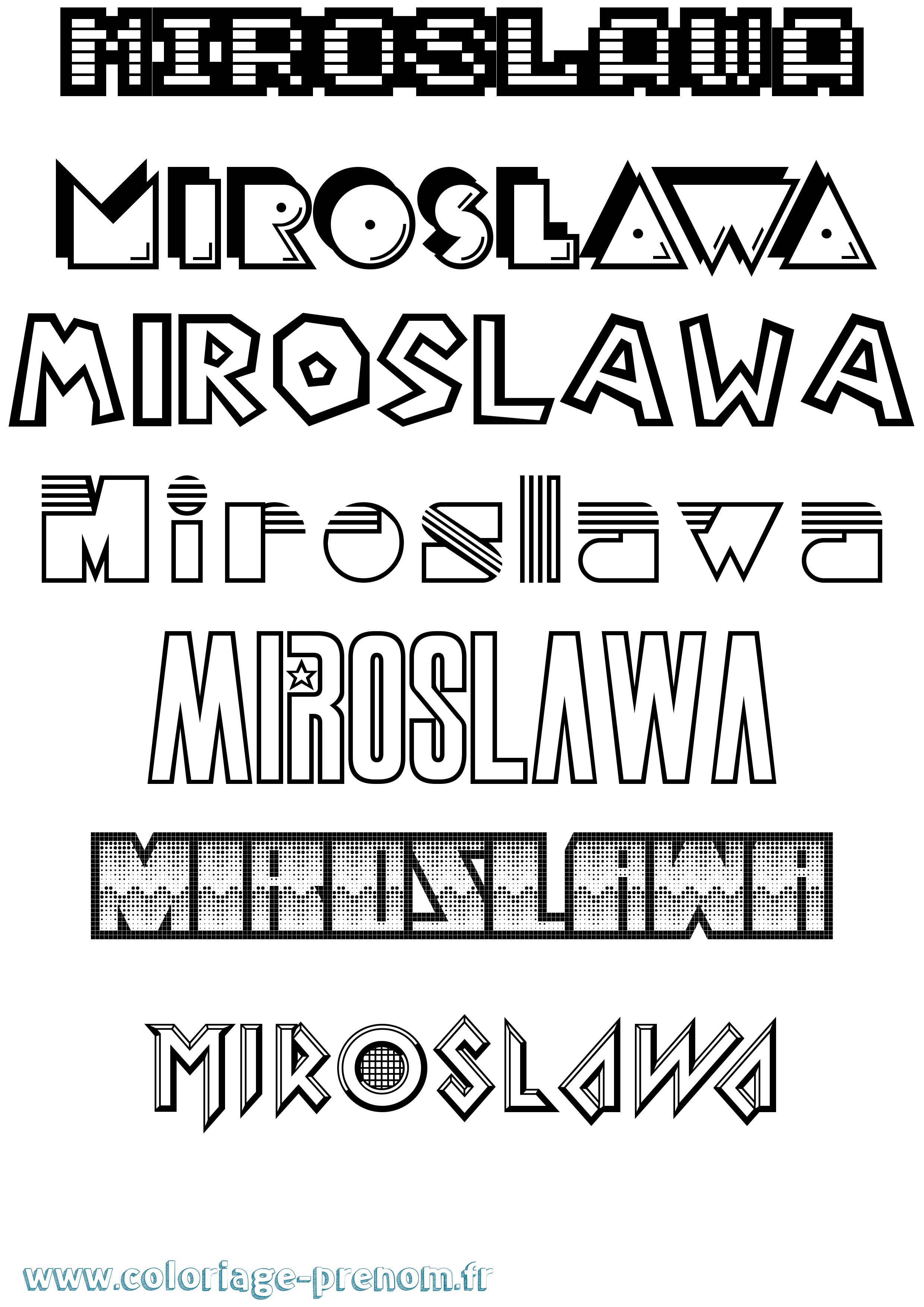Coloriage prénom Miroslawa Jeux Vidéos