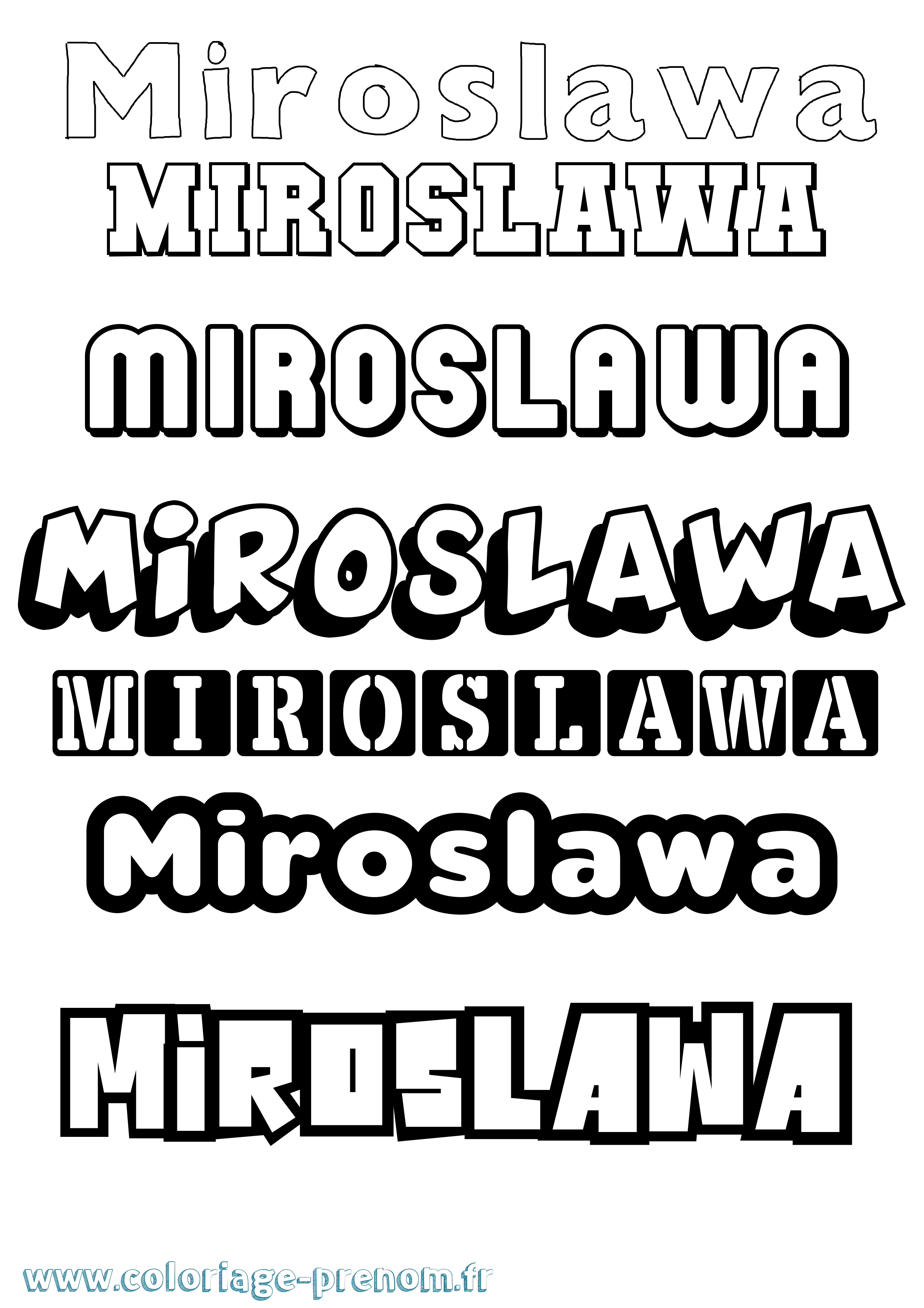 Coloriage prénom Miroslawa Simple