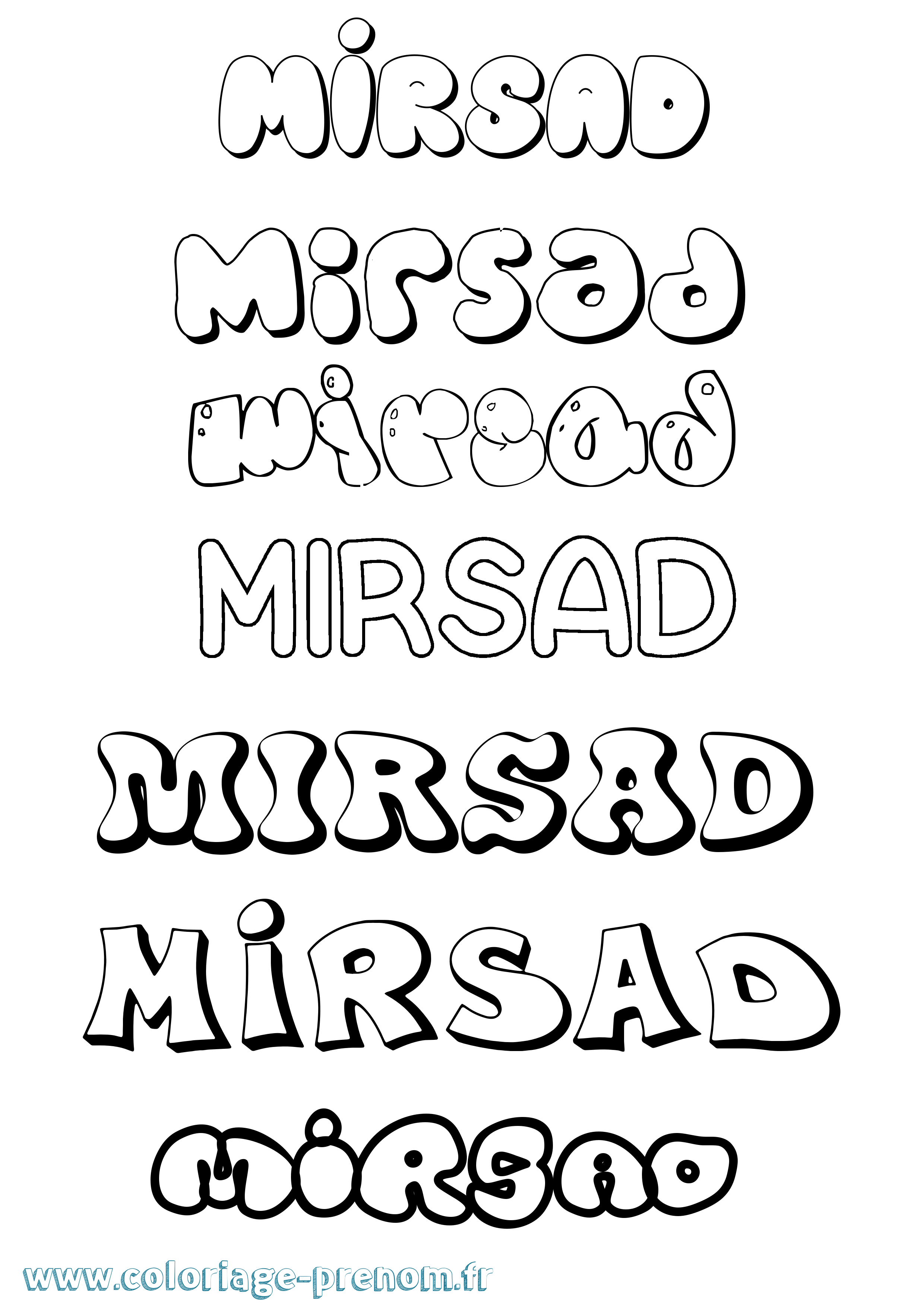 Coloriage Mirsad Bubble Coloriage prénom Mirsad Bubble